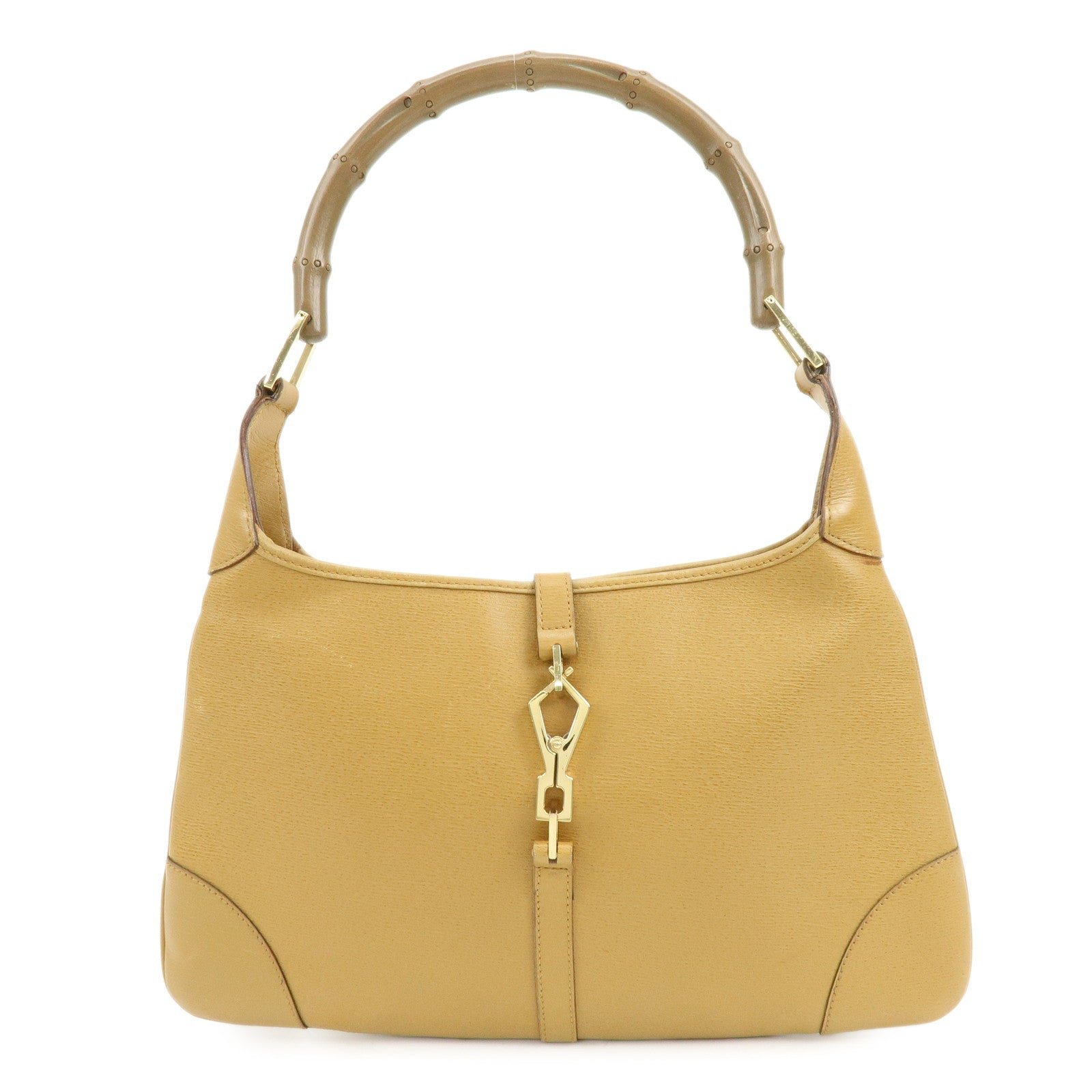 GUCCI Bamboo Jackie Leather Shoulder Hand Bag Brown 001.4060.002058