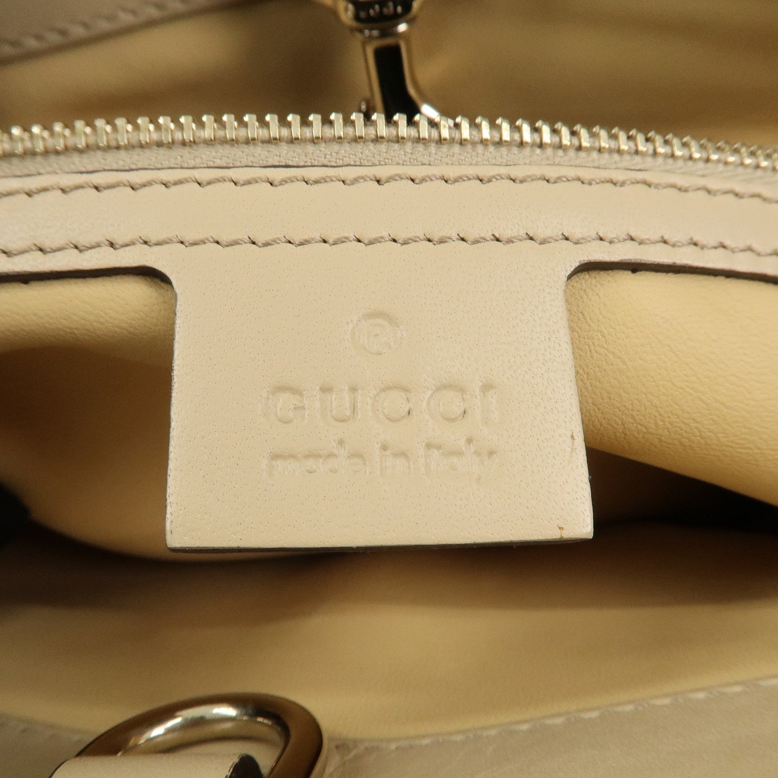 GUCCI Pony Hair Leather Shoulder Bag Hand Bag Beige Black 269878
