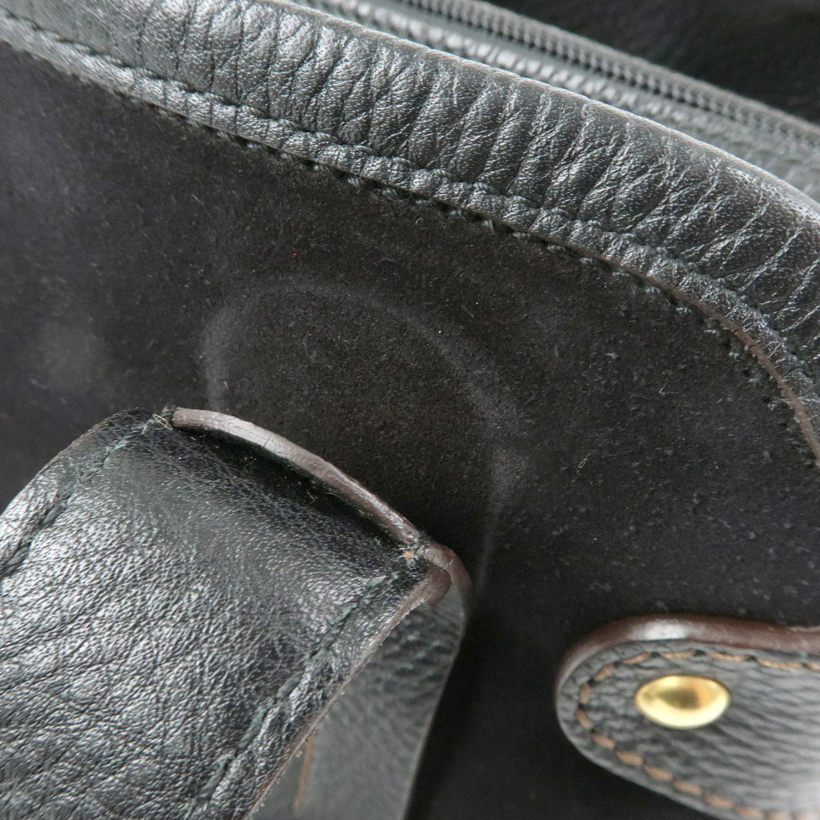 Ferragamo Gancini Suede Leather Shoulder Bag Hand Bag Black