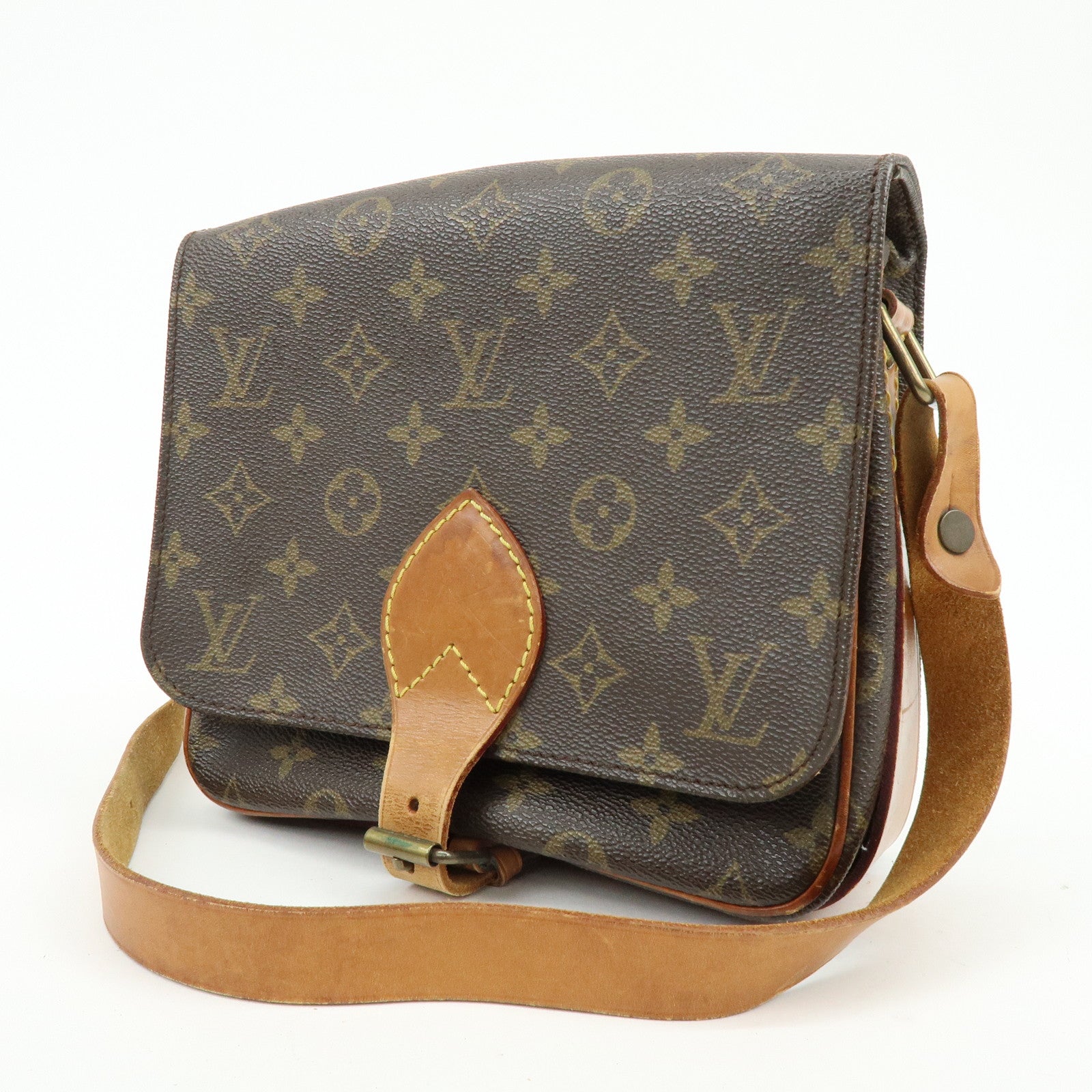 Louis Vuitton Monogram Cartouchiere MM Shoulder Bag Brown M51253