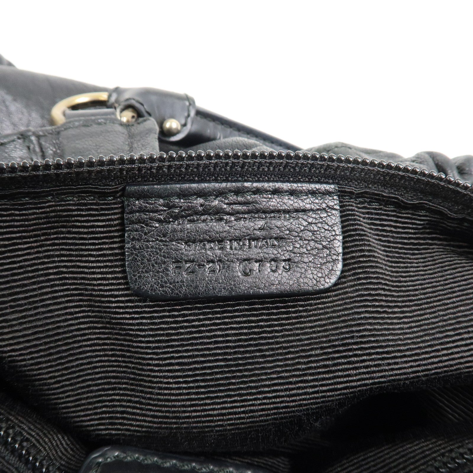 Ferragamo Leather Patent Leather Shoulder Bag Hand Bag Black