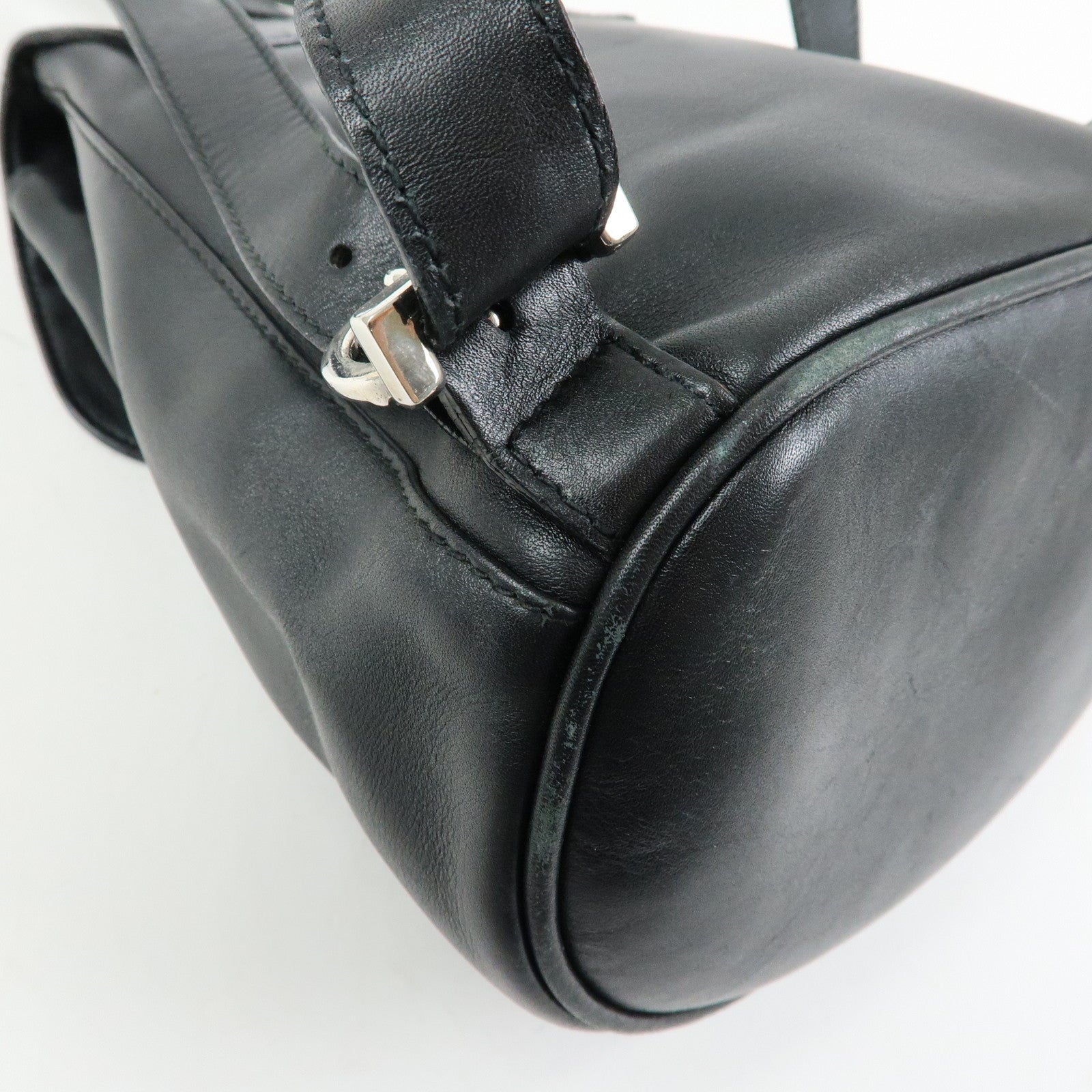 Ferragamo Gancni Leather Mini Backpack Rucksack Black Silver