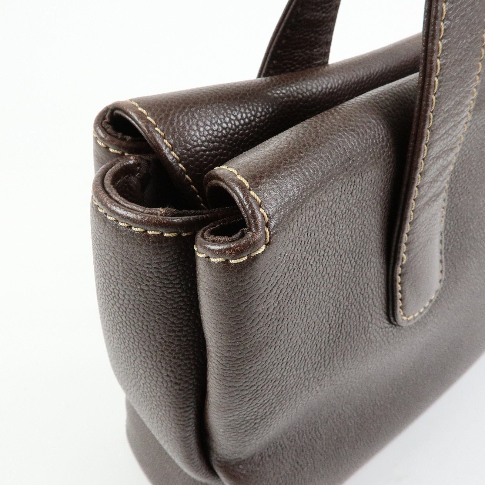 CHANEL COCO Mark Caviarskin Tote Bag Hand Bag Shoulder Bag Brown