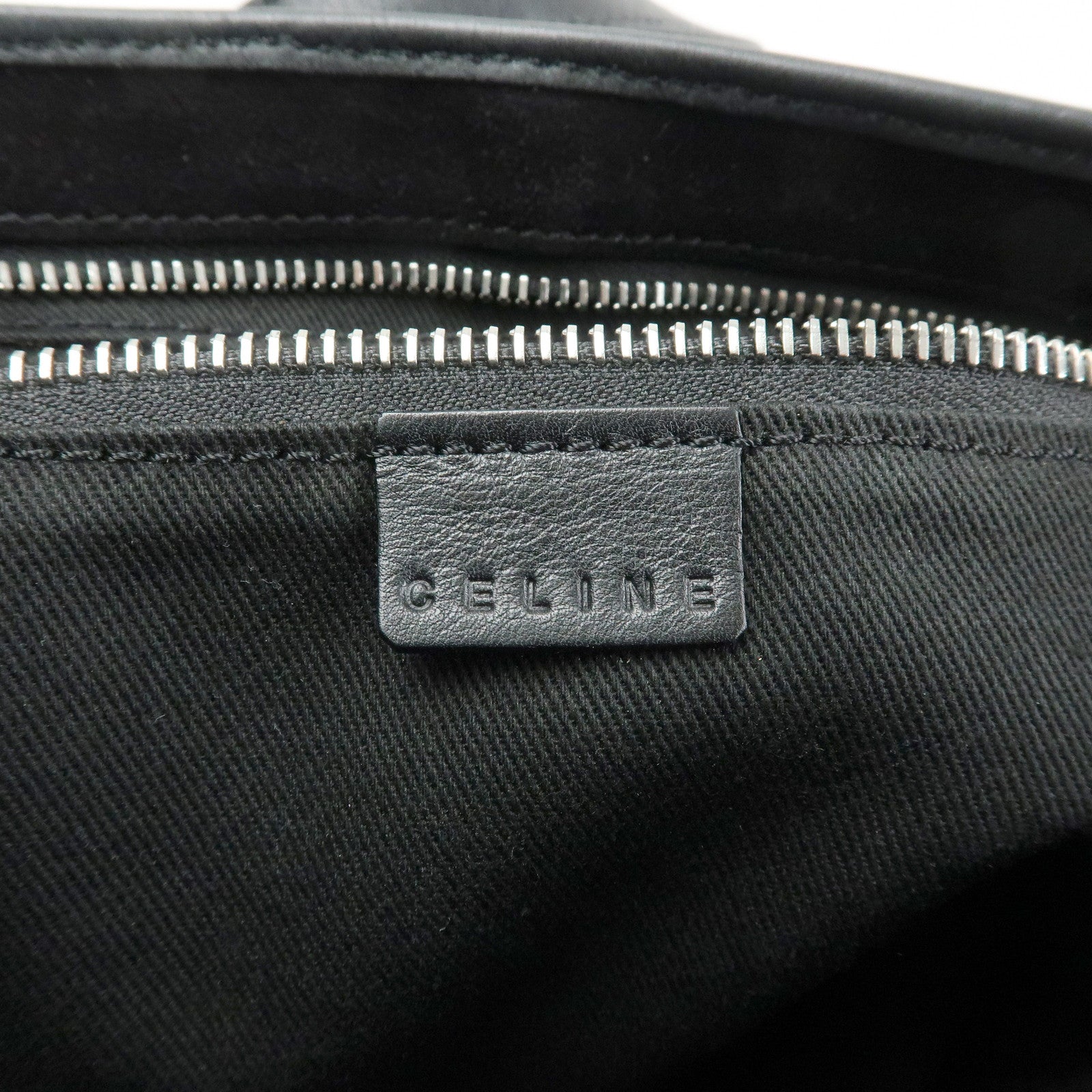 CELINE C Macadam Suede Leather Hand Bag Tote Bag Shoulder Bag Black
