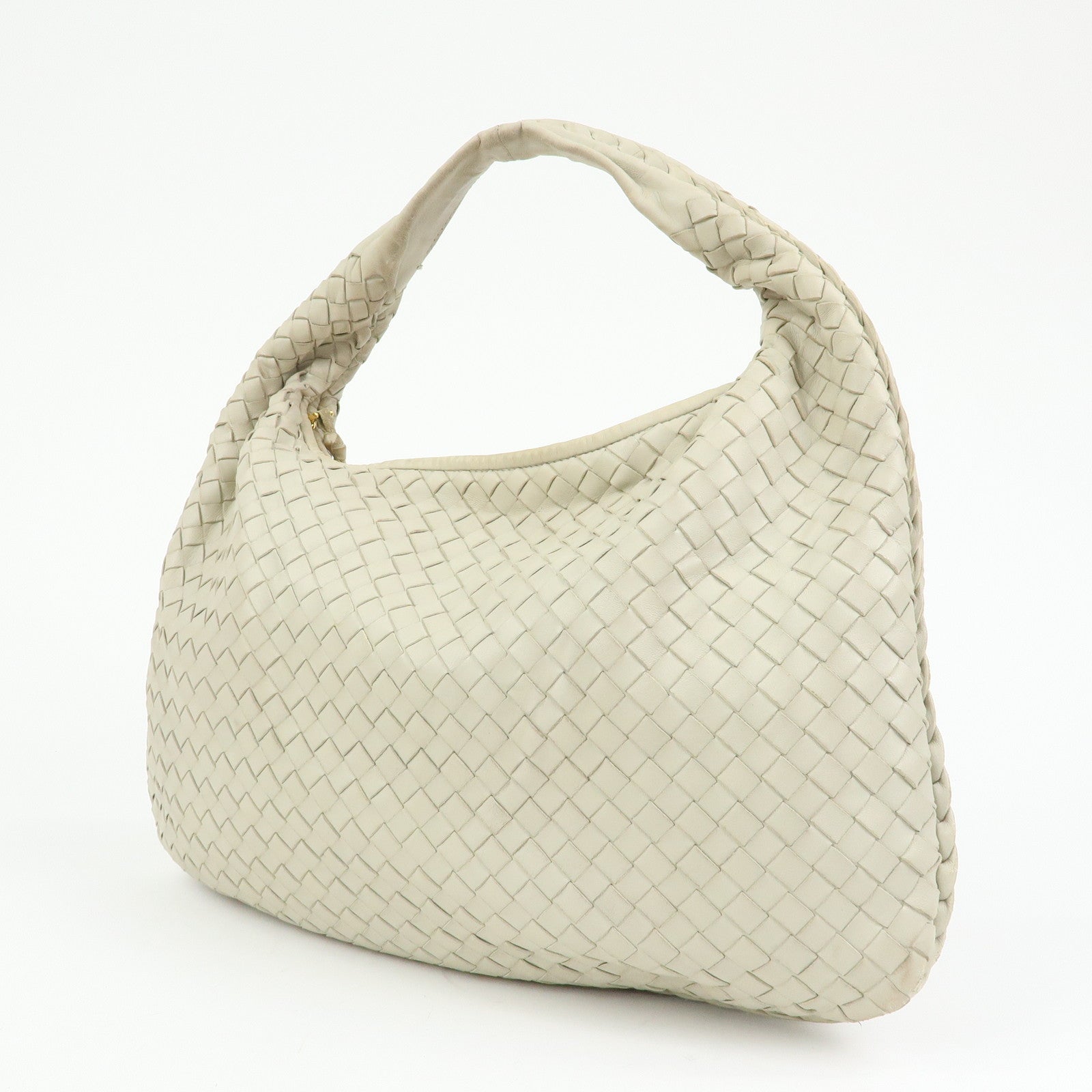 BOTTEGA VENETA Intrecciato Leather Shoulder Bag Hand Bag Ivory