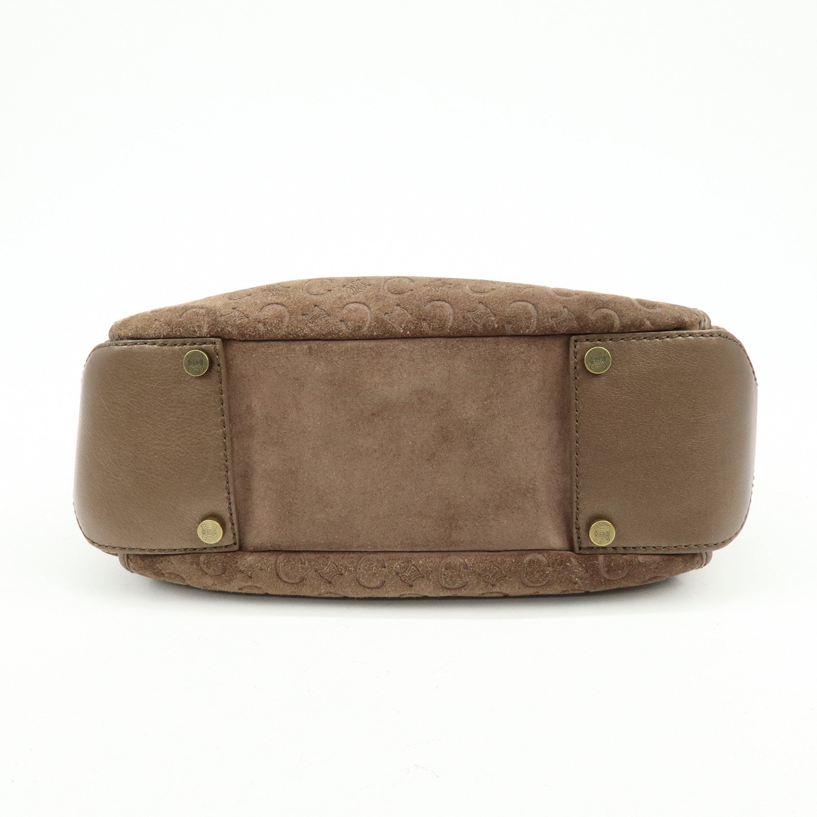 CELINE C Macadam Suede Leather Shoulder Bag Hand Bag Brown