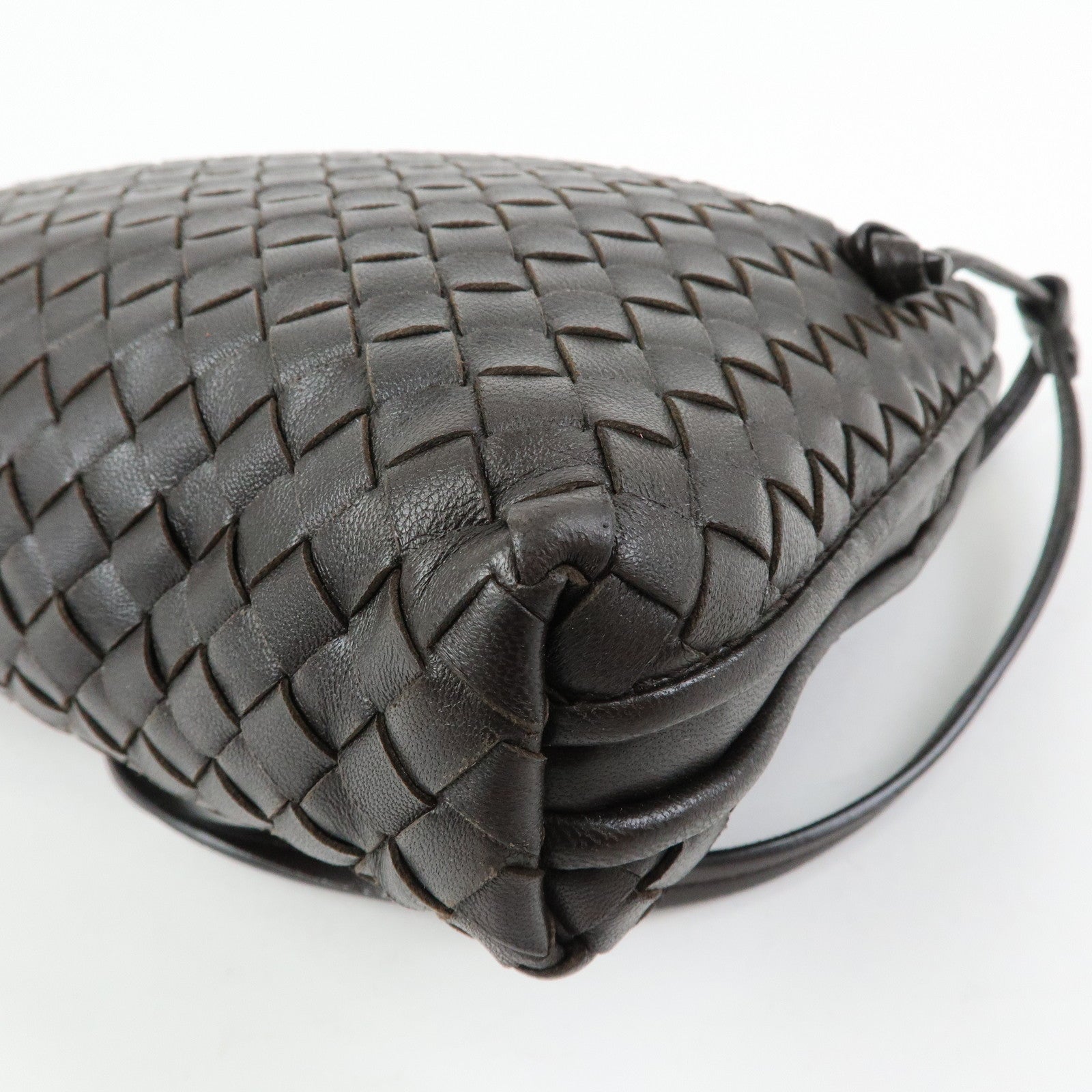 BOTTEGA VENETA Intrecciato Nodini Leather Shoulder Bag Brown 245354