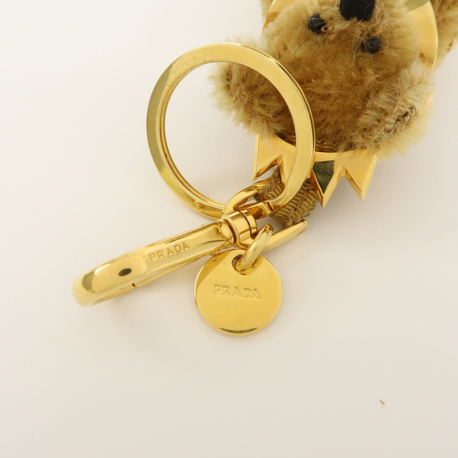 PRADA Teddy Bear Key Bag Charm Lucky Star Gold Brown