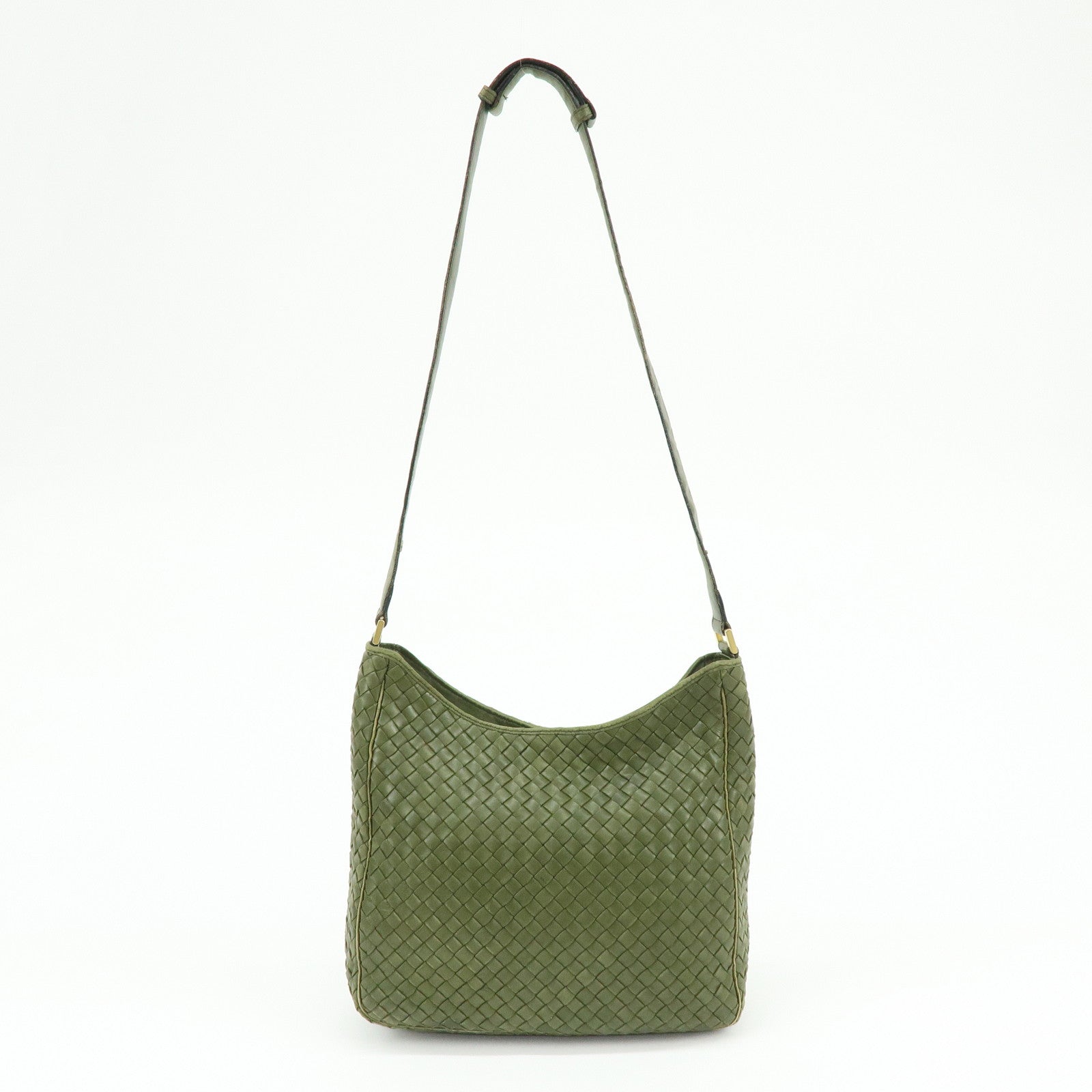 BOTTEGA VENETA Intrecciato Leather Shoulder Bag Crossbody Bag Green