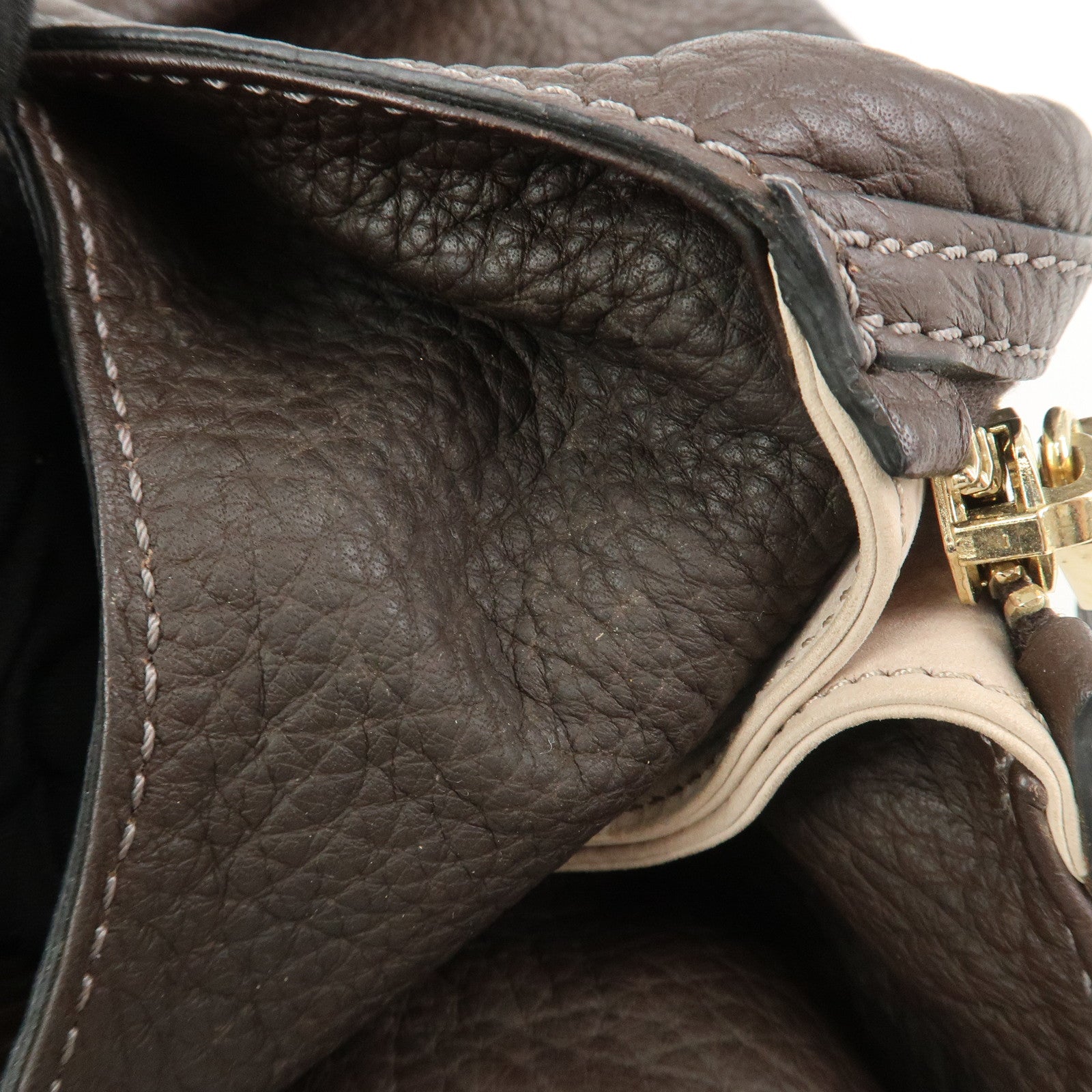 TOD'S Logo Leather Shoulder Bag Hand Bag Brown