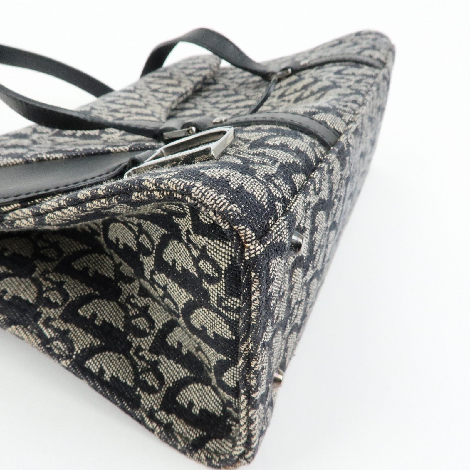 Christian Dior Trotter Saddle Jacquard Leather Shoulder Bag Black