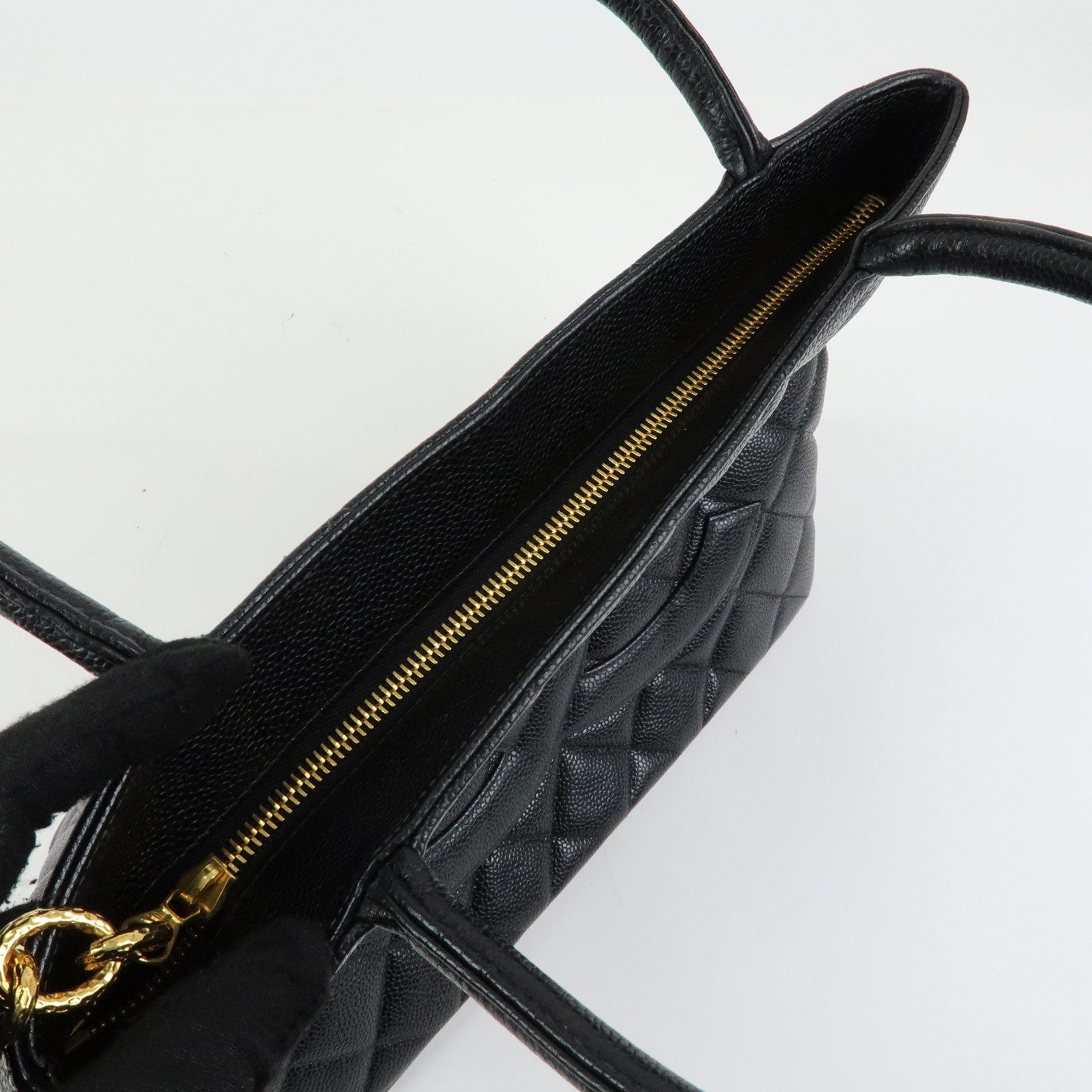 CHANEL Matelasse COCO Mark Medallion Tote Bag Hand Bag Black A01804