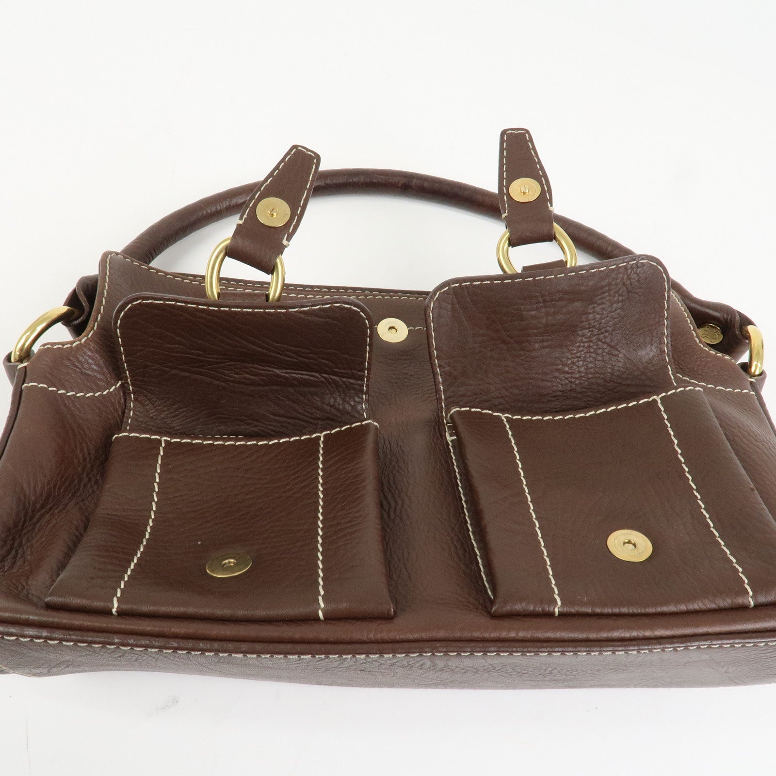 CELINE Macadam Logo Leather Hand Bag Shoulder Bag Brown