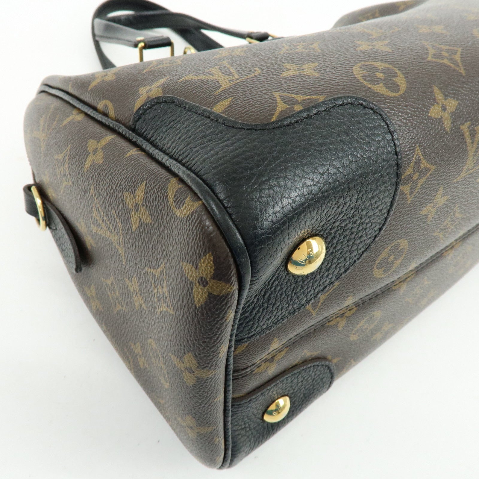 Louis Vuitton Monogram Canvas Leather Retiro Hand Bag Brown M50058