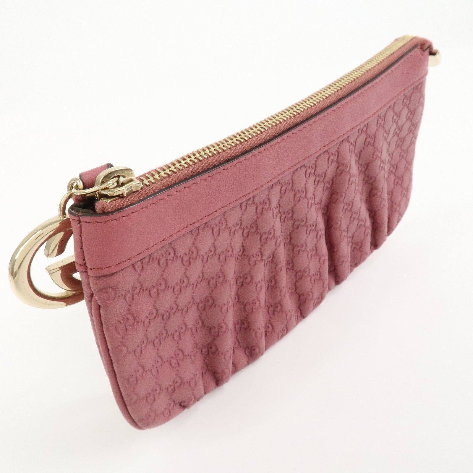 GUCCI Interlocking G Micro Guccissima Leather Pouch Pink 212203