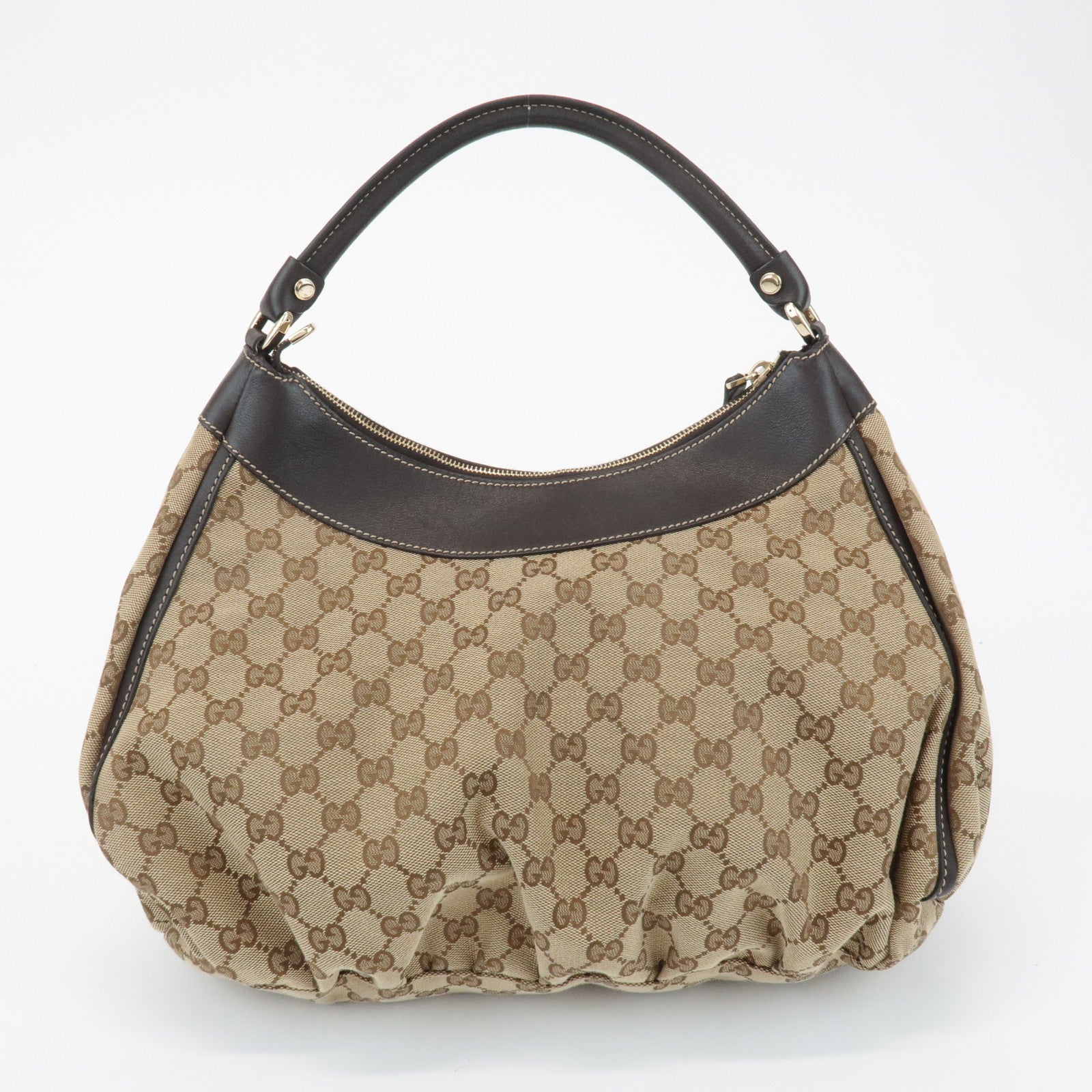 GUCCI Abbey GG Canvas Leather Shoulder Bag Hand Bag Beige Brown 189833 Used