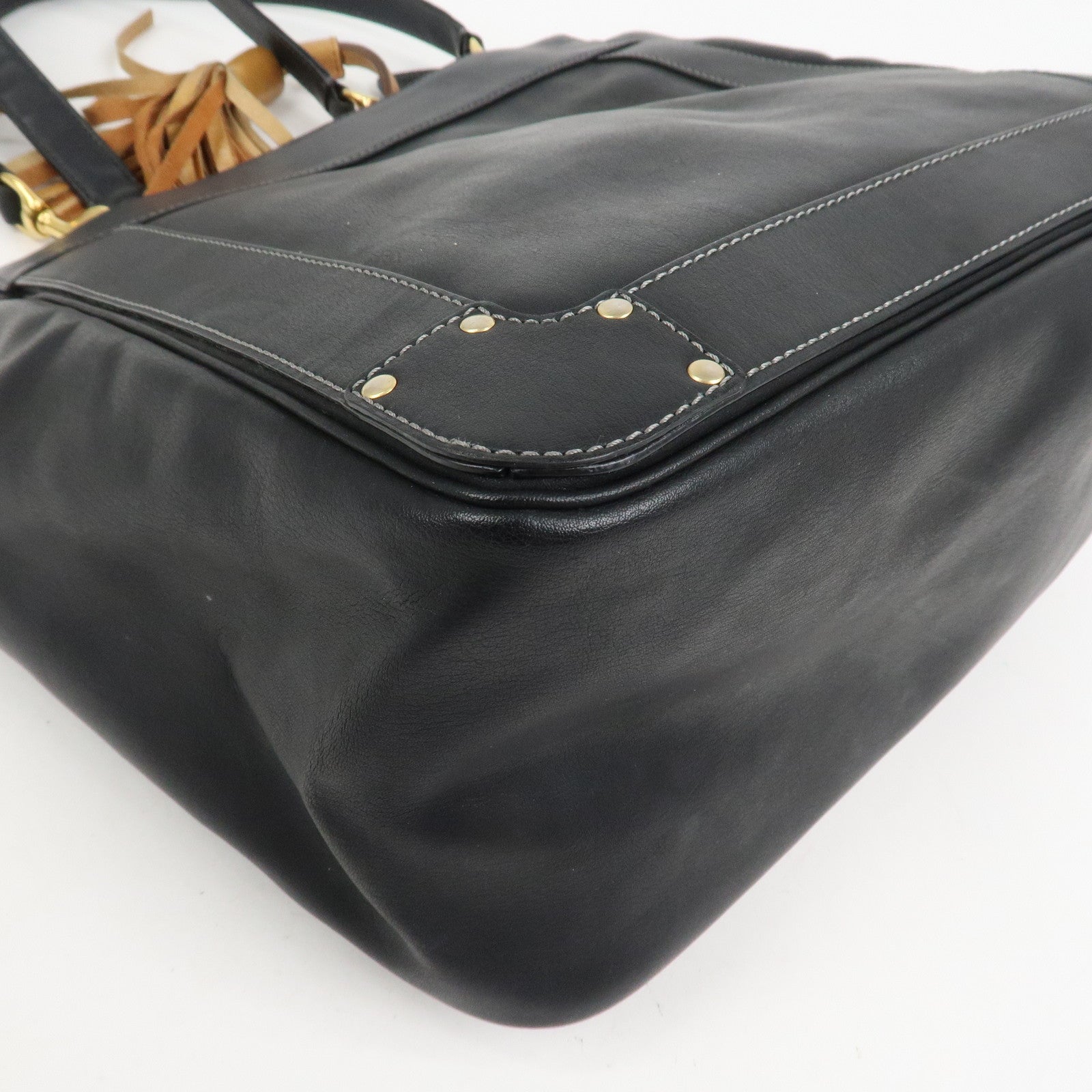 Chloe Eden Leather Tassel Shoulder Bag Hand Bag Black