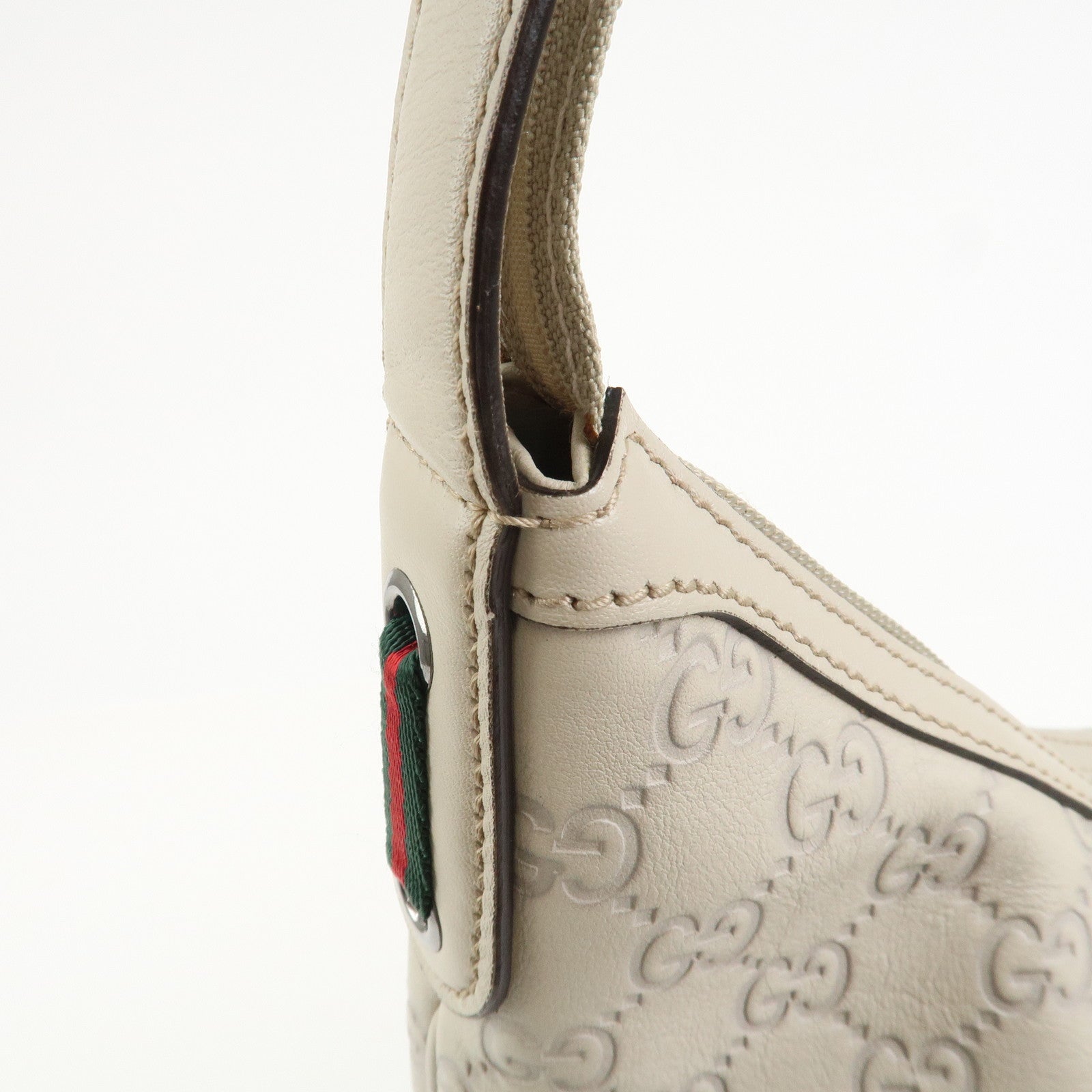 GUCCI Sherry Guccissima Leather Shoulder Bag Hand Bag Ivory 293596