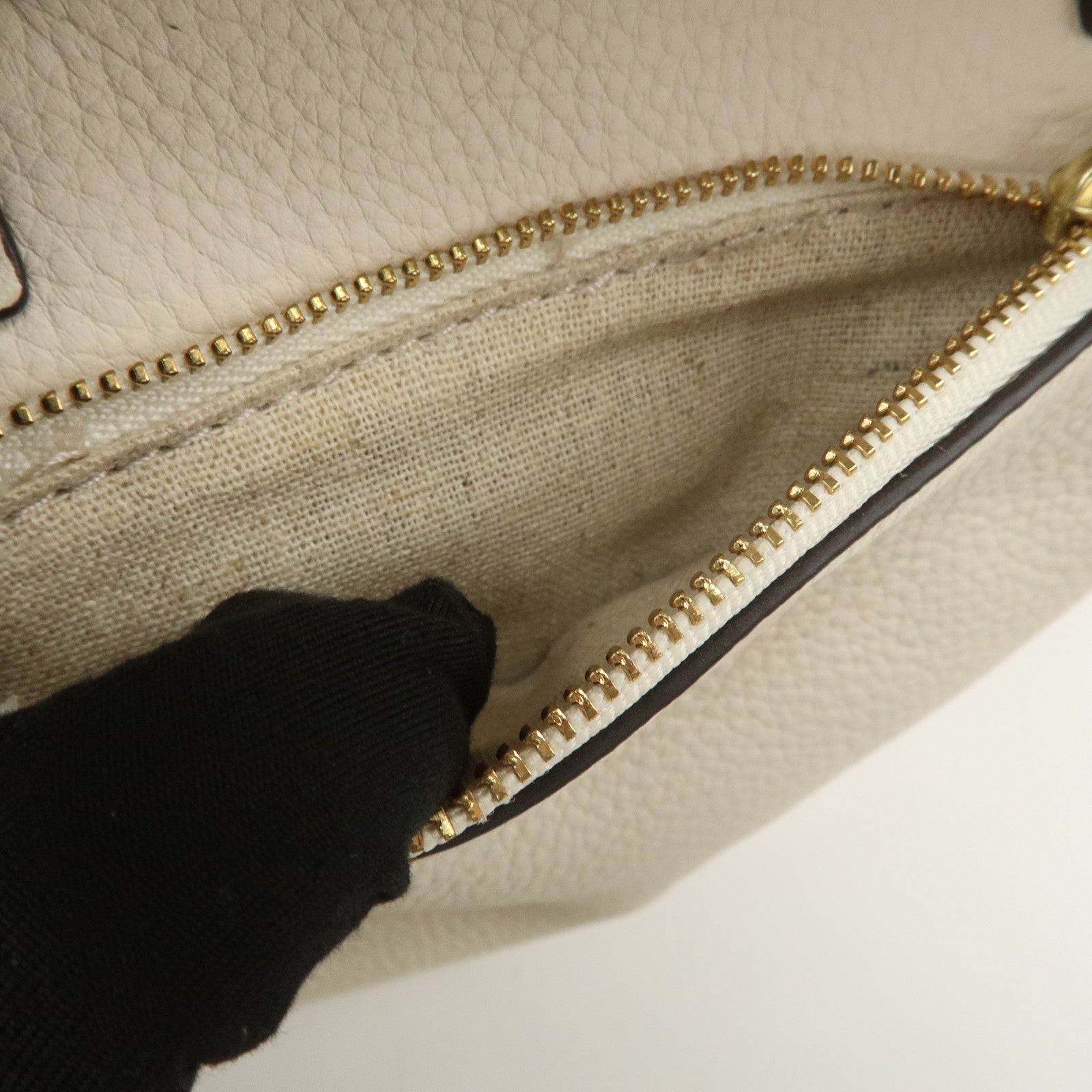 TORY BURCH Logo Leather 2Way Bag Hand Bag Shoulder Bag Ivory