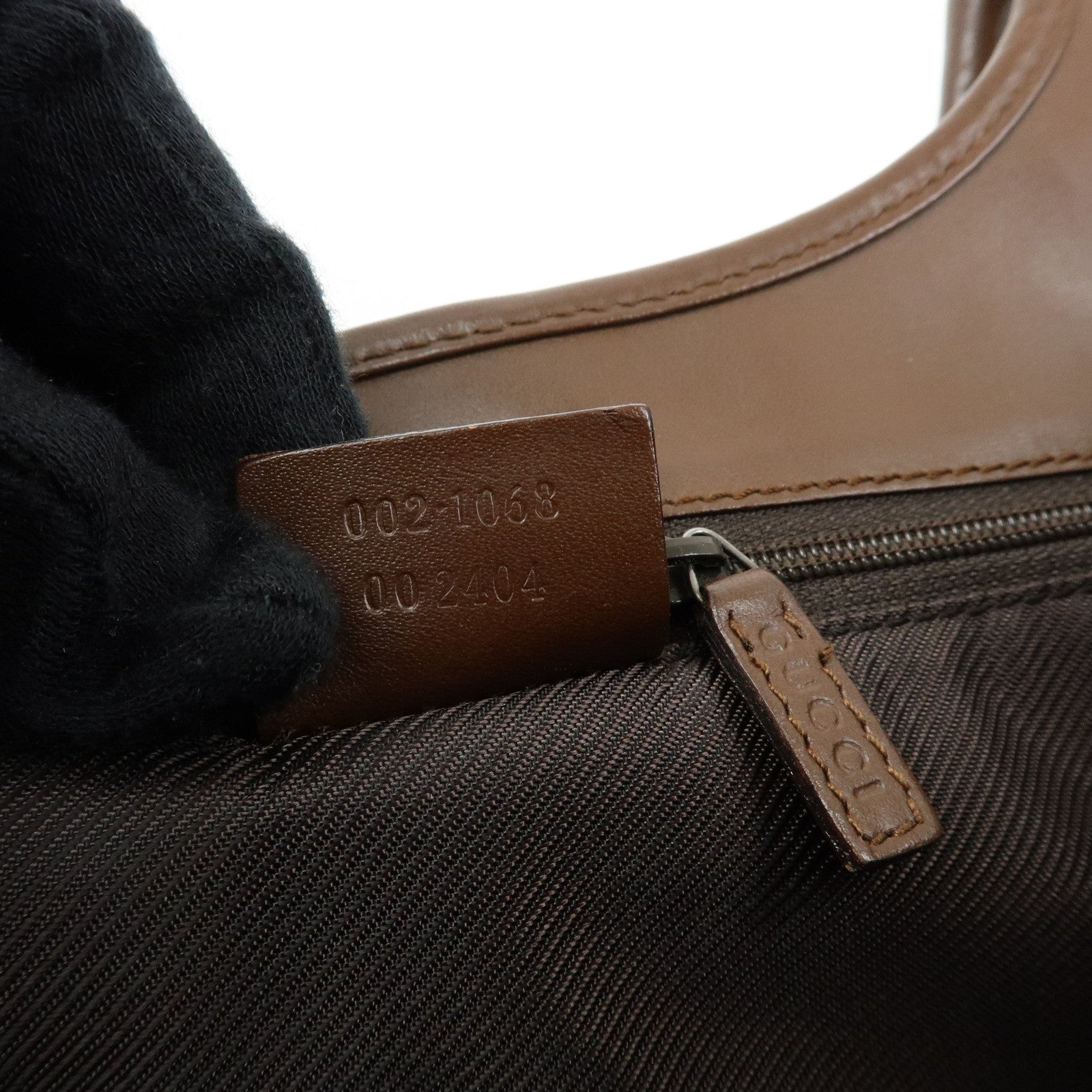 GUCCI Jackie GG Canvas Leather Hand Bag Brown 002.1068