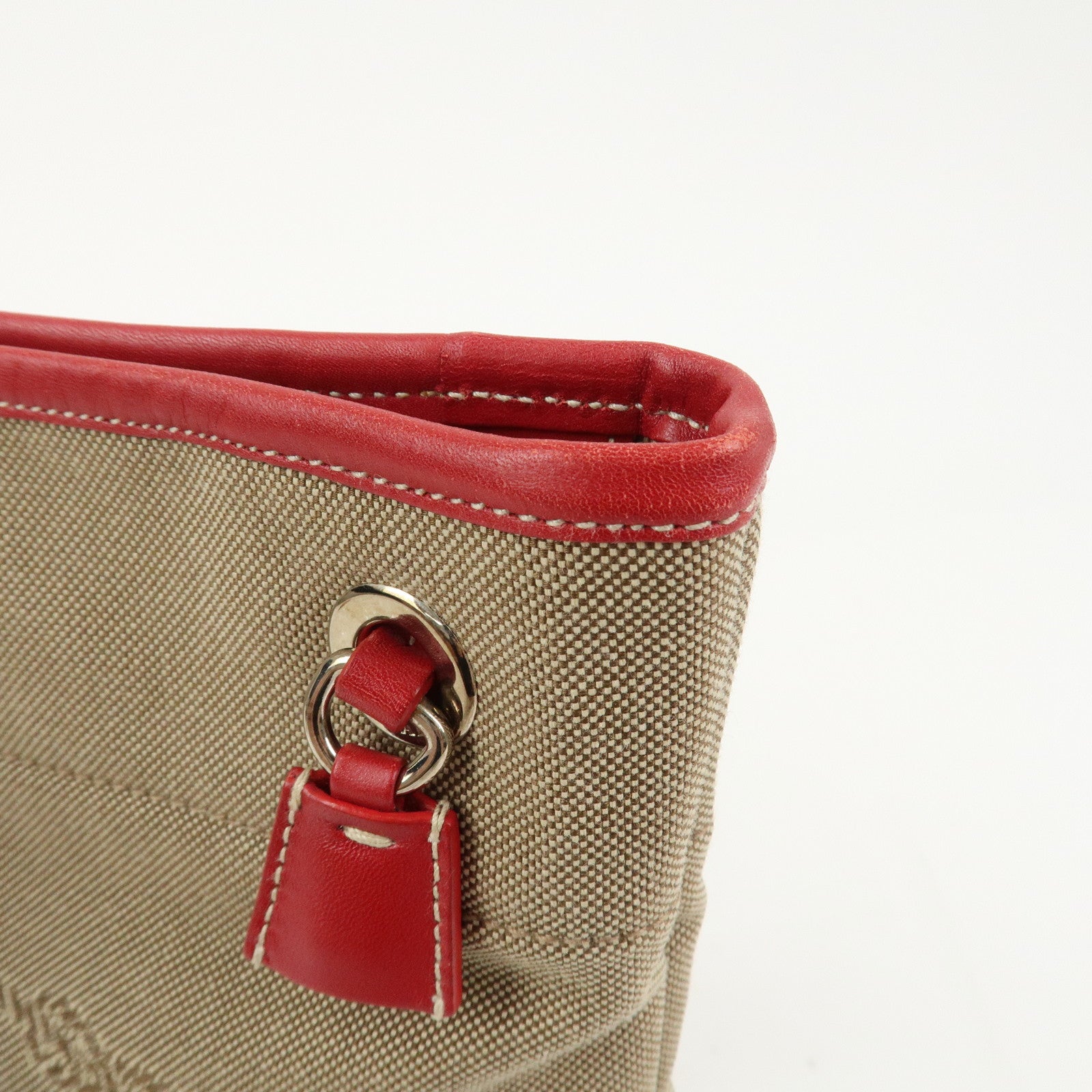 PRADA Logo Canvas Leather Shoulder Bag Crossbody Bag Beige BT0551