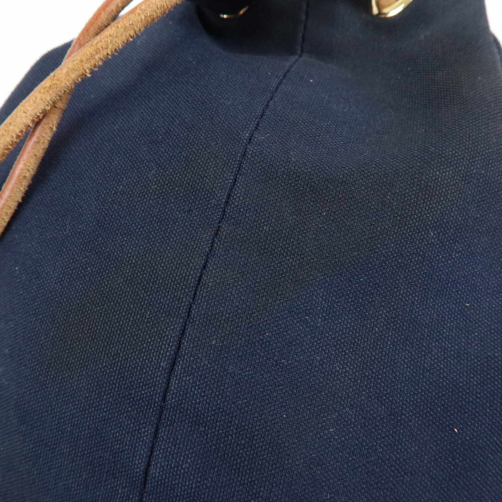 HERMES Canvas Leather Porochon Mimil PM Drawstring Backpack Navy