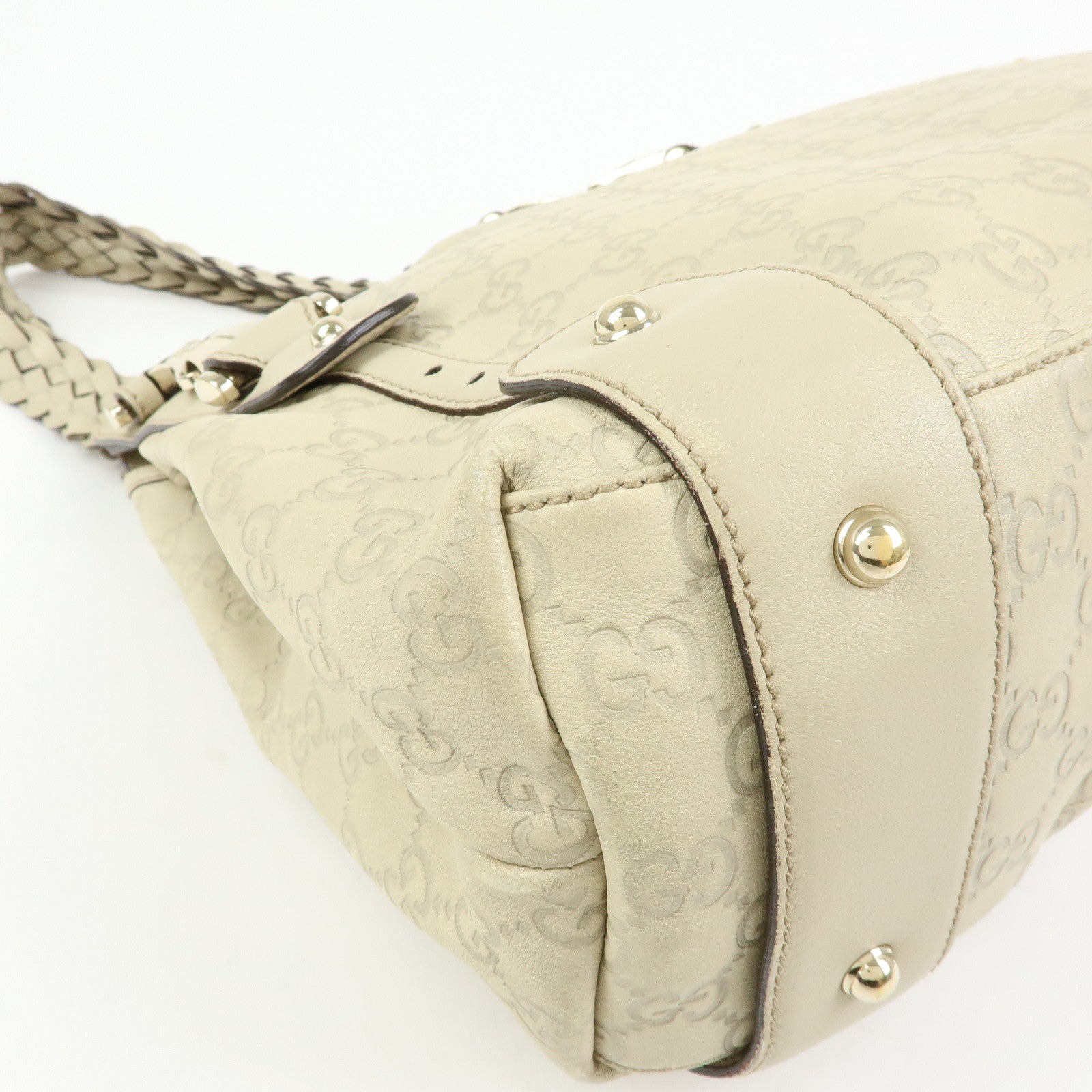 GUCCI Horsebit Guccissima Leather Hand Bag Ivory 137621
