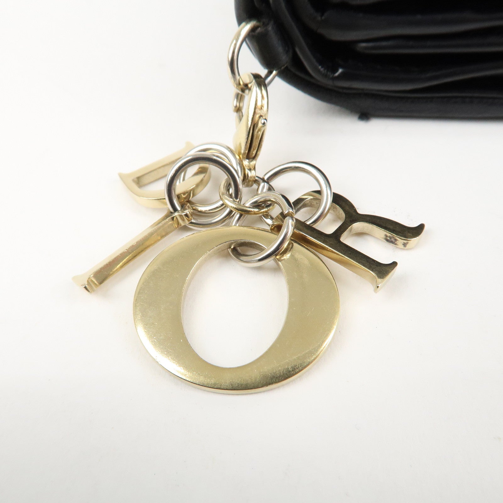 Christian Dior Cannage Leather Tri-fold Wallet Black Used