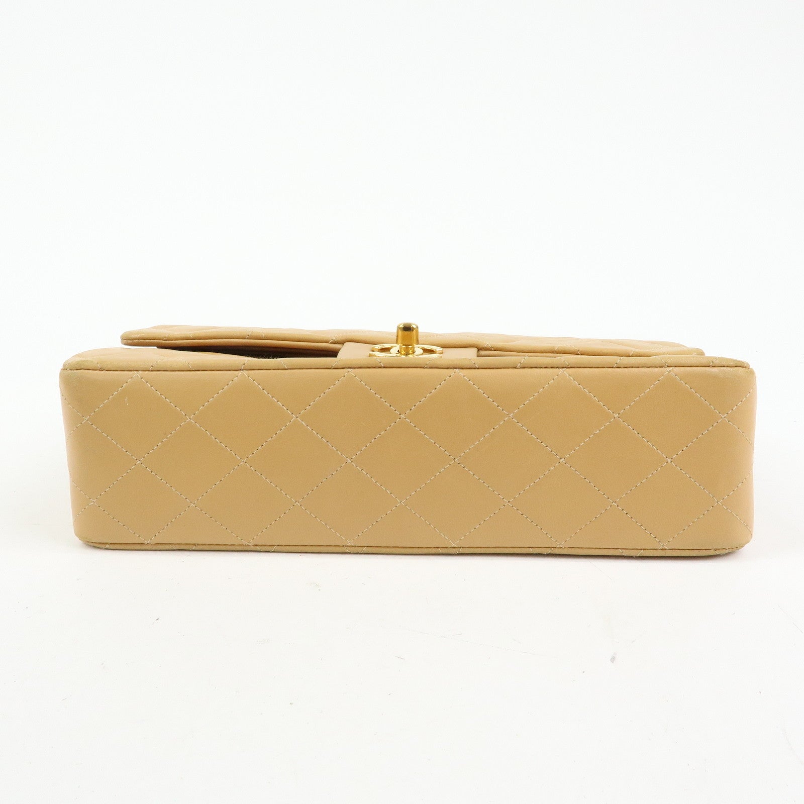 CHANEL Matelasse 25 Double Flap Chain Shoulder Bag Beige A01112