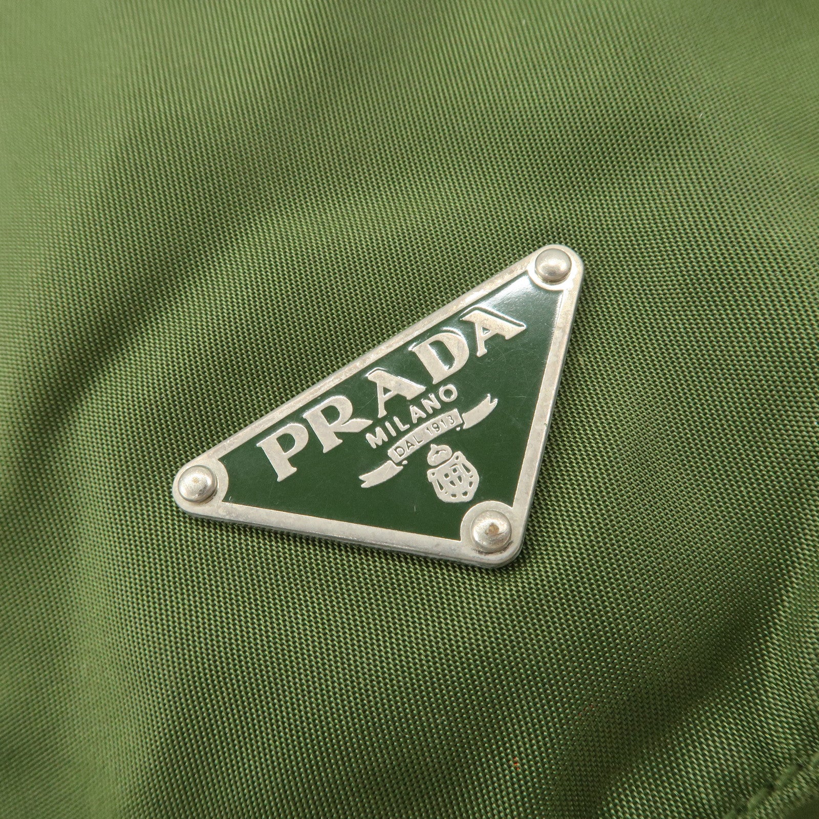 PRADA Triangle Logo Nylon Shoulder Bag Crossbody Bag Green Used