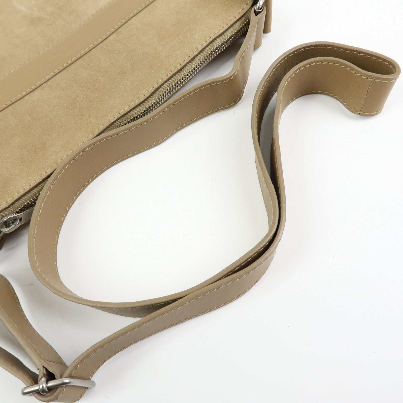 SAINT LAURENT PARIS Suede Leather Shoulder Crossbody Bag Beige