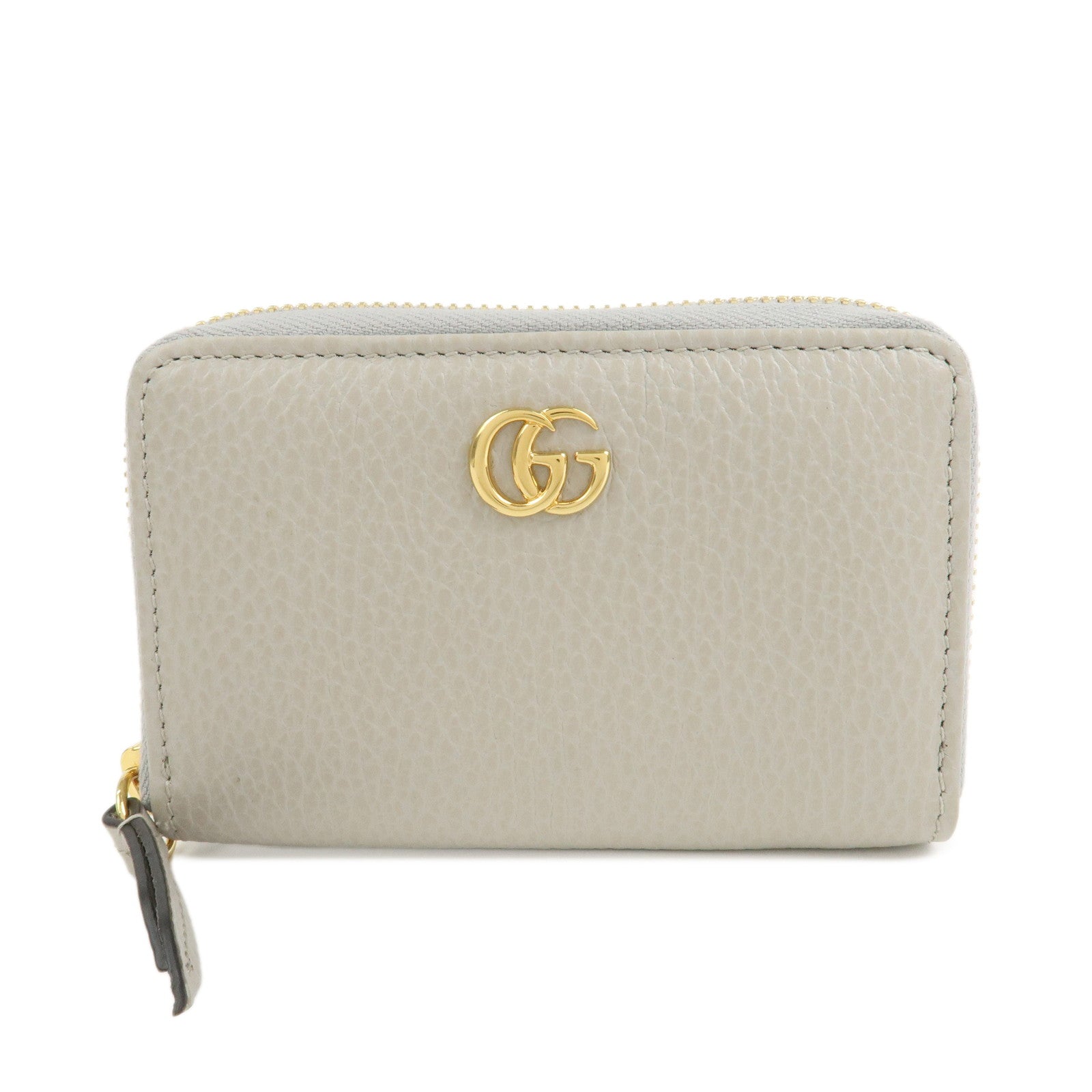 GUCCI GG Marmont Leather Round Zippy Coin Case Grey 644412