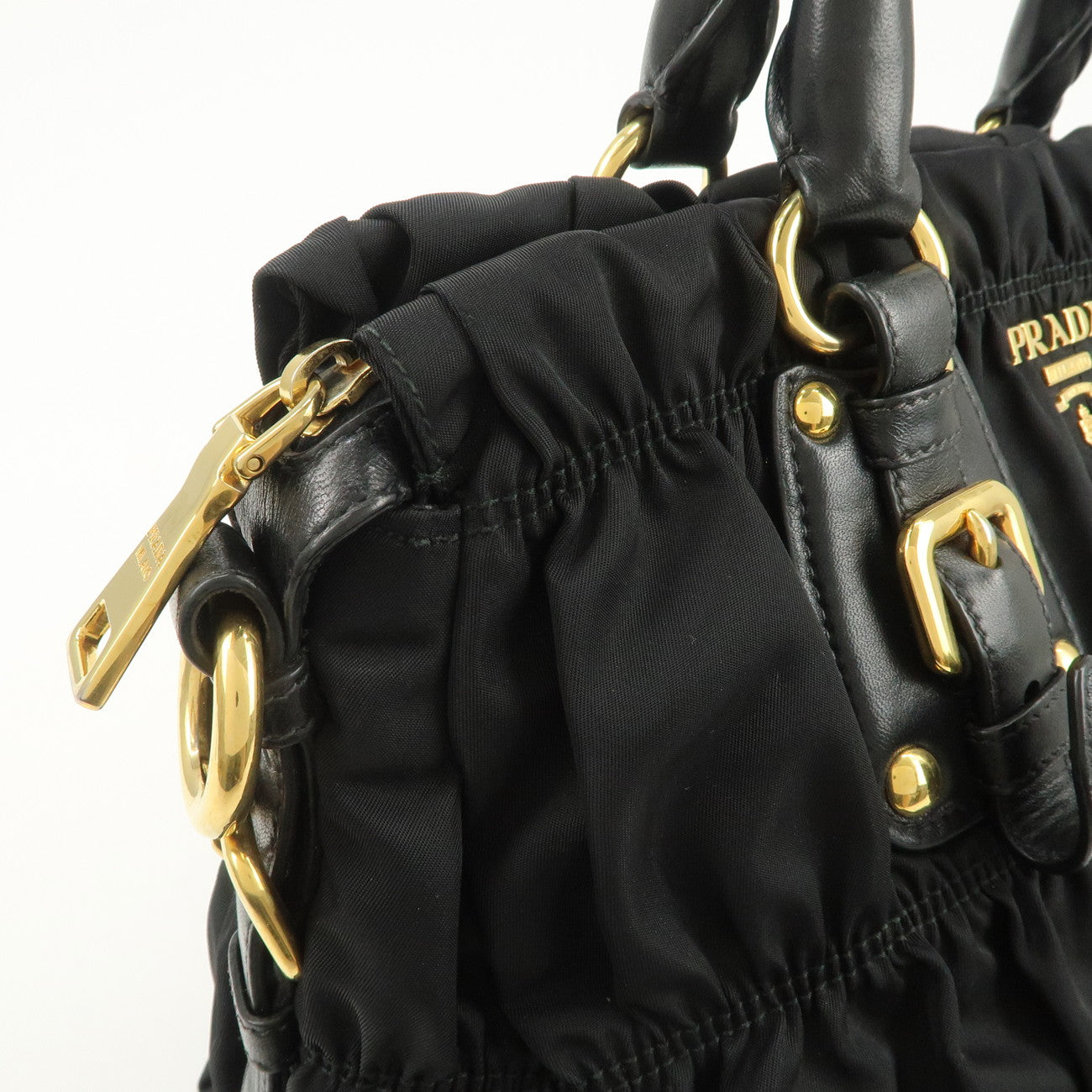 PRADA Nylon Leather 2Way Hand Bag Shoulder Bag Black BN1336
