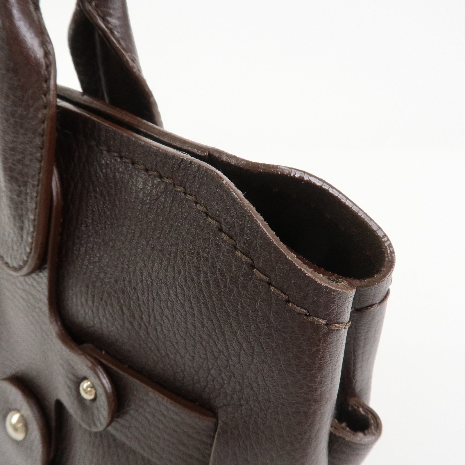 Ferragamo Logo Leather Tote Bag Shoulder Bag Brown