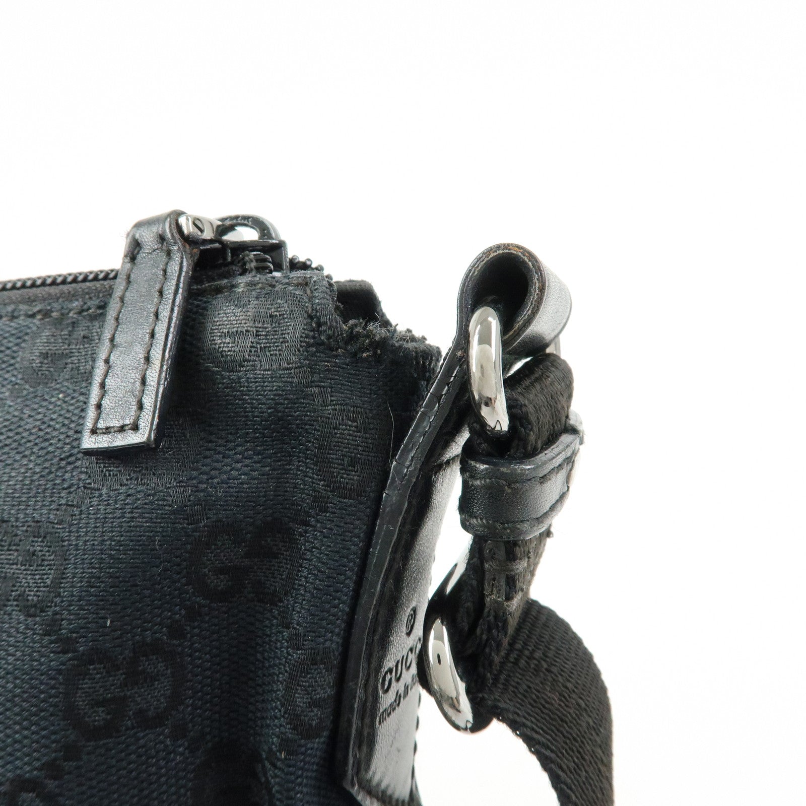 GUCCI GG Canvas Leather Shoulder Bag Crossbody Bag Black 145857