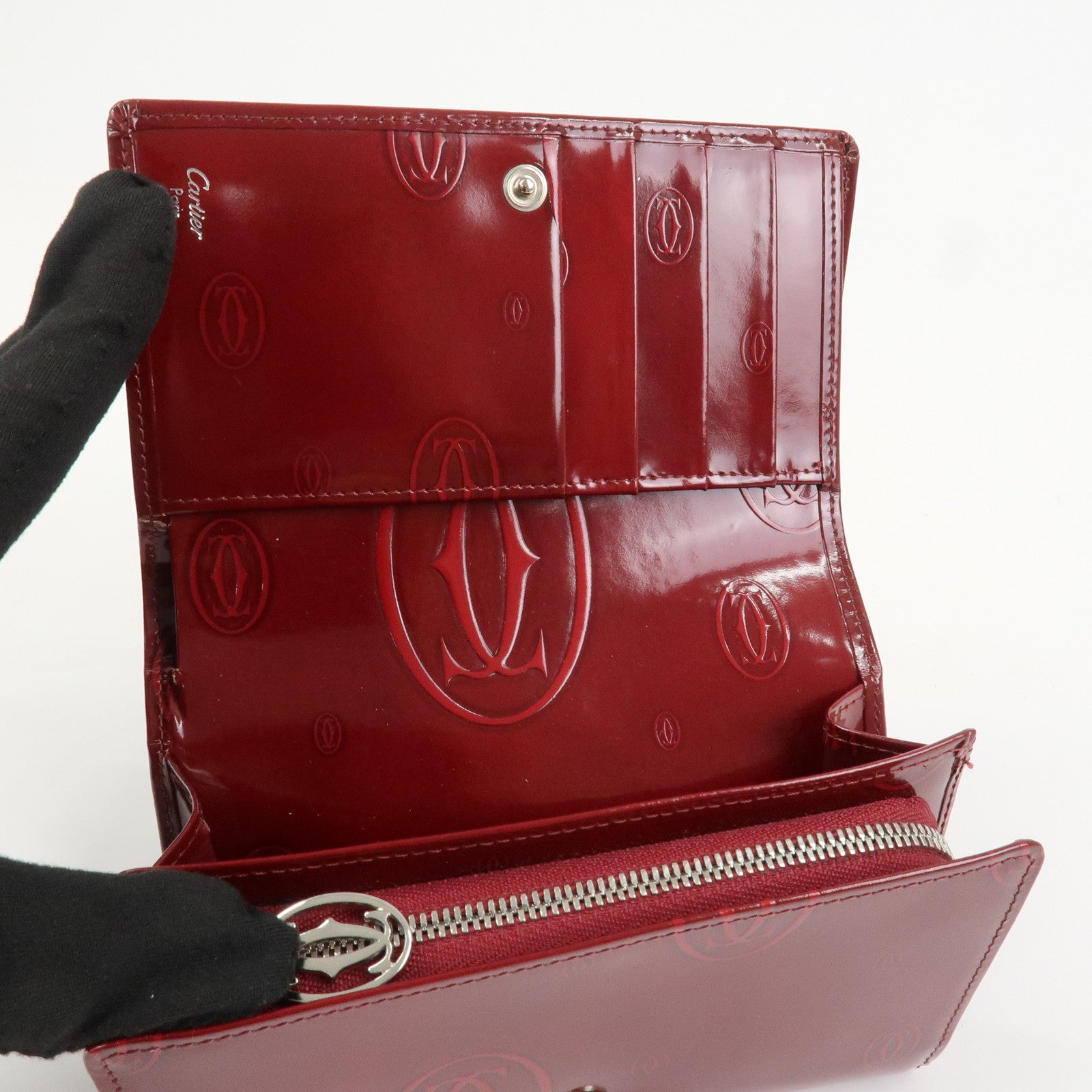 Cartier Happy Birthday Leather Compact Wallet Bordeaux