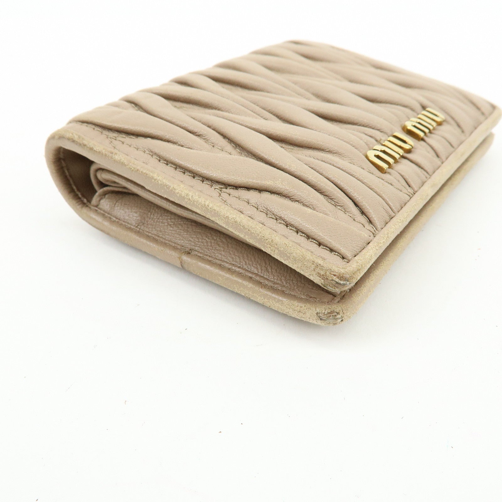 MIU MIU Set of 3 Leather Wallet Key Case Pink Black Light Brown