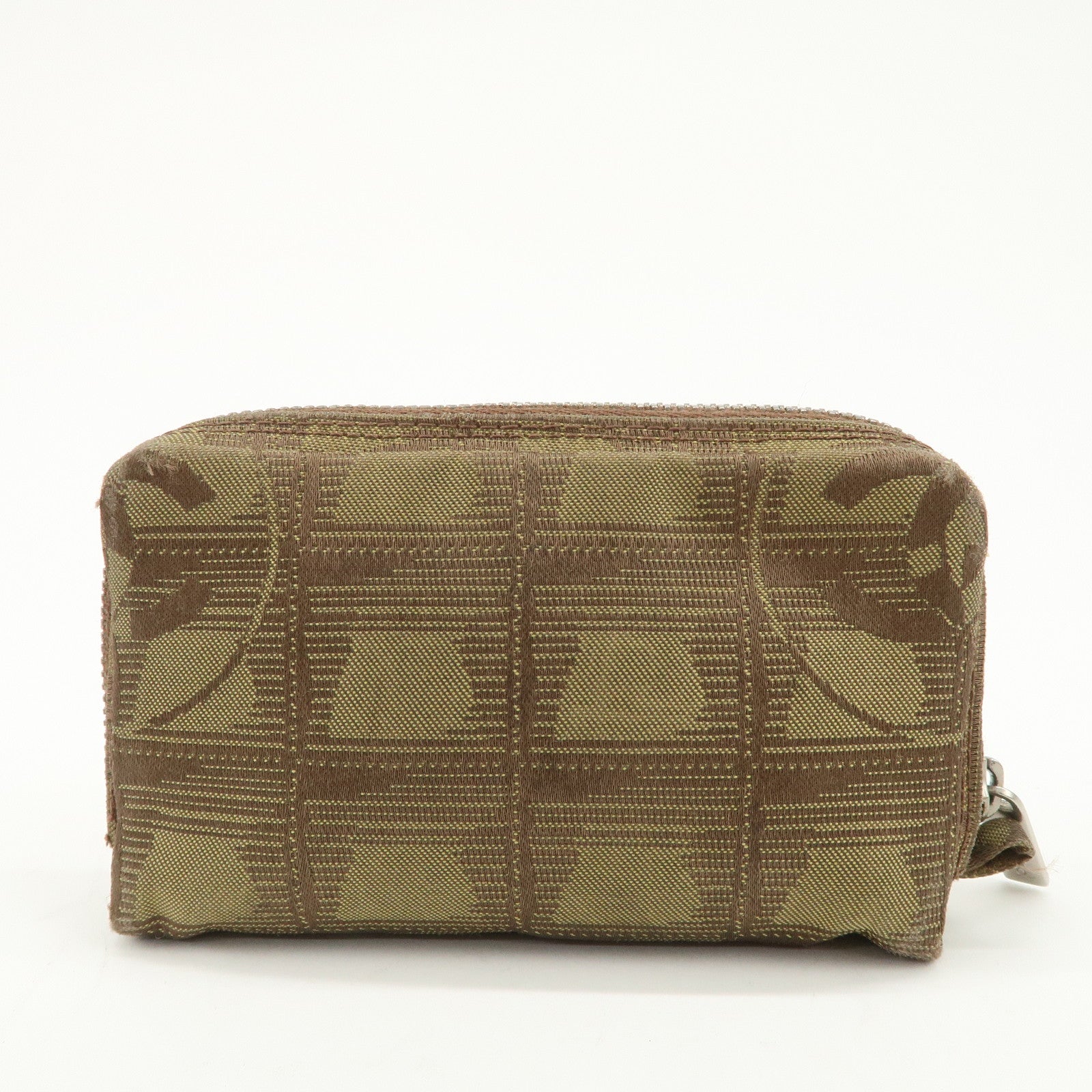 CHANEL New Travel Line Nylon Jacquard Cosmetic Pouch Khaki