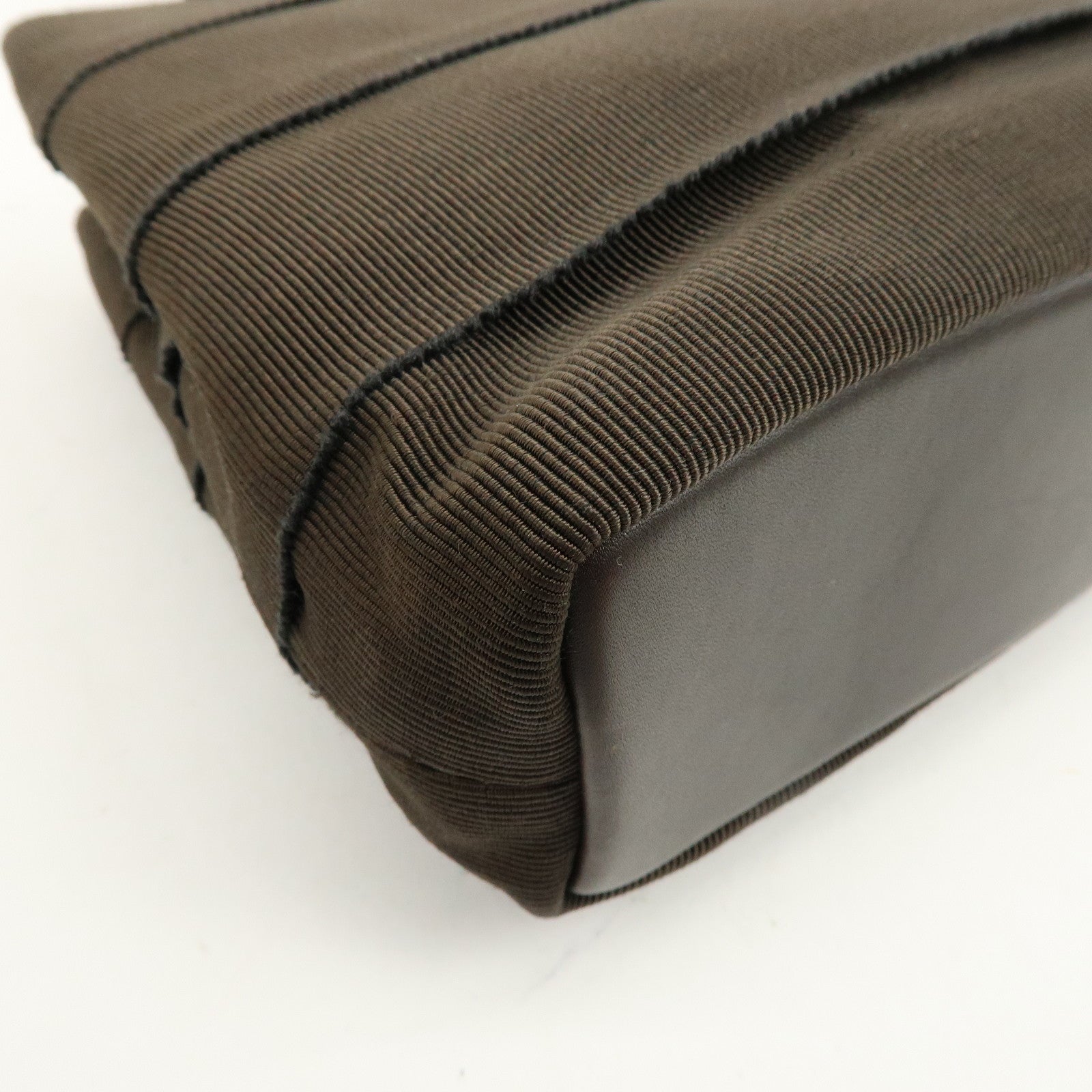 Ferragamo Canvas Leather Hand Bag Brown