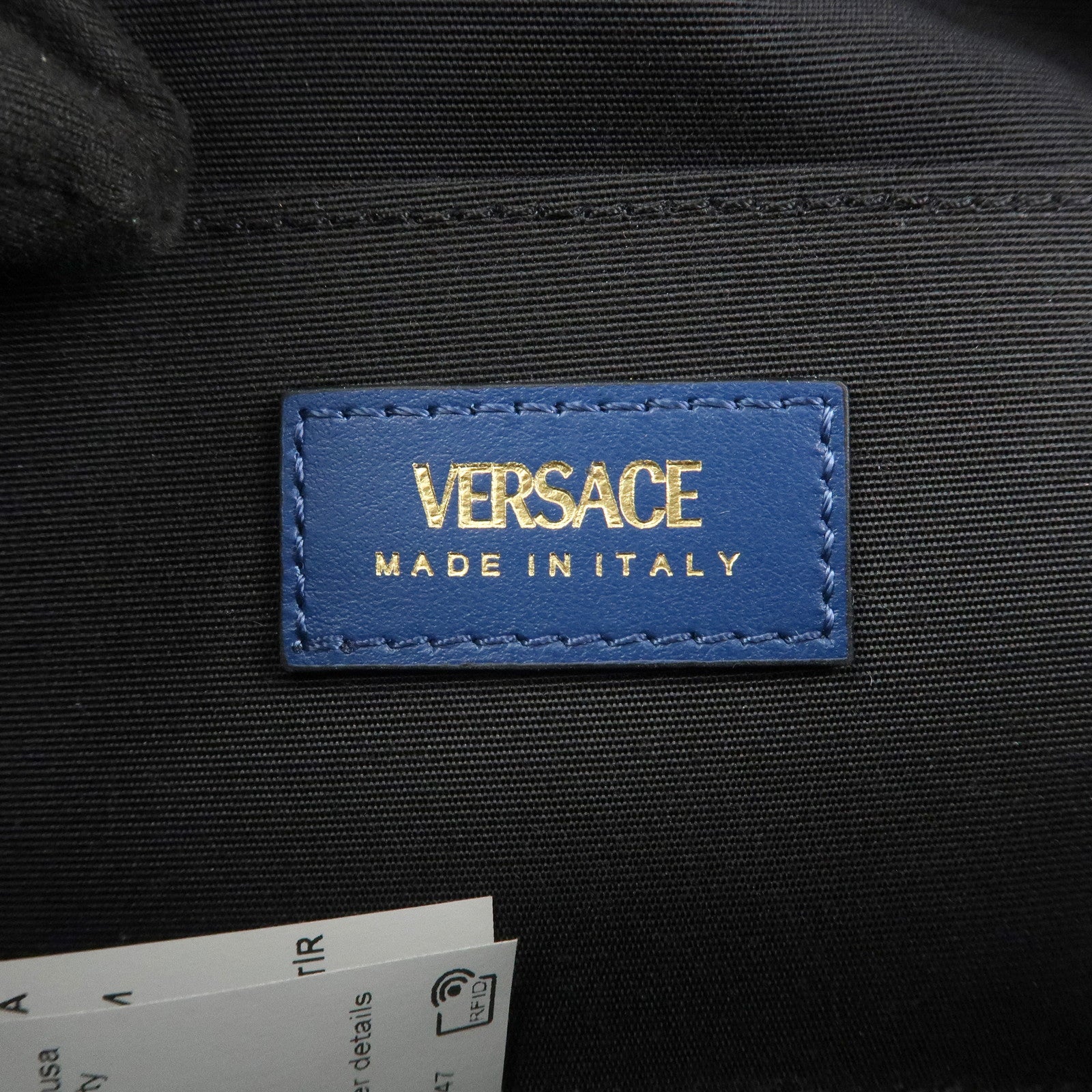 GIANNI VERSACE Denim Leather Chain Shoulder Bag Blue