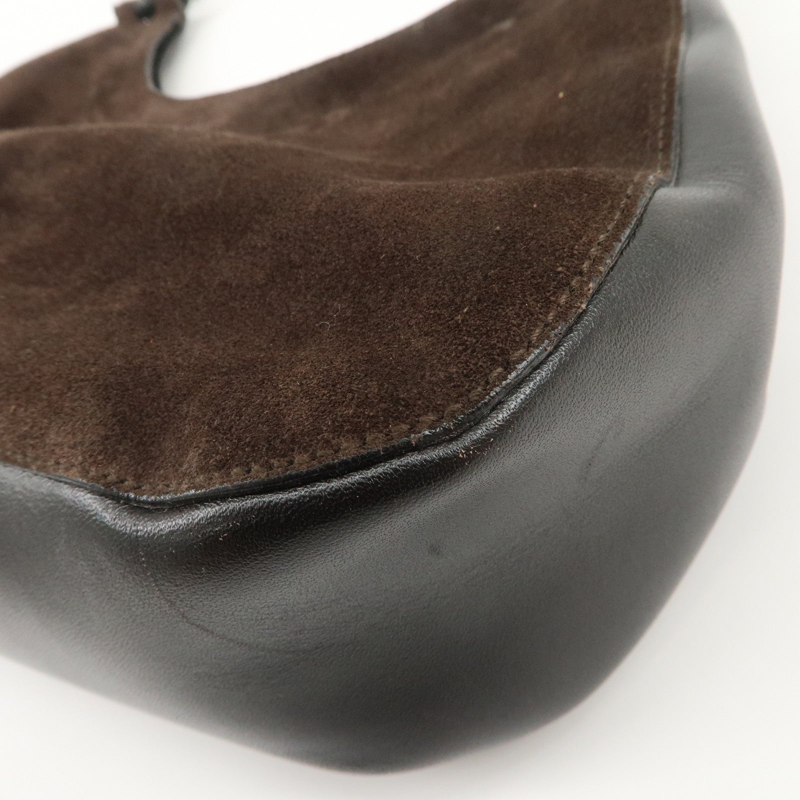 GUCCI Bamboo Suede Leather Shoulder Bag Hand Bag Brown 001 3739