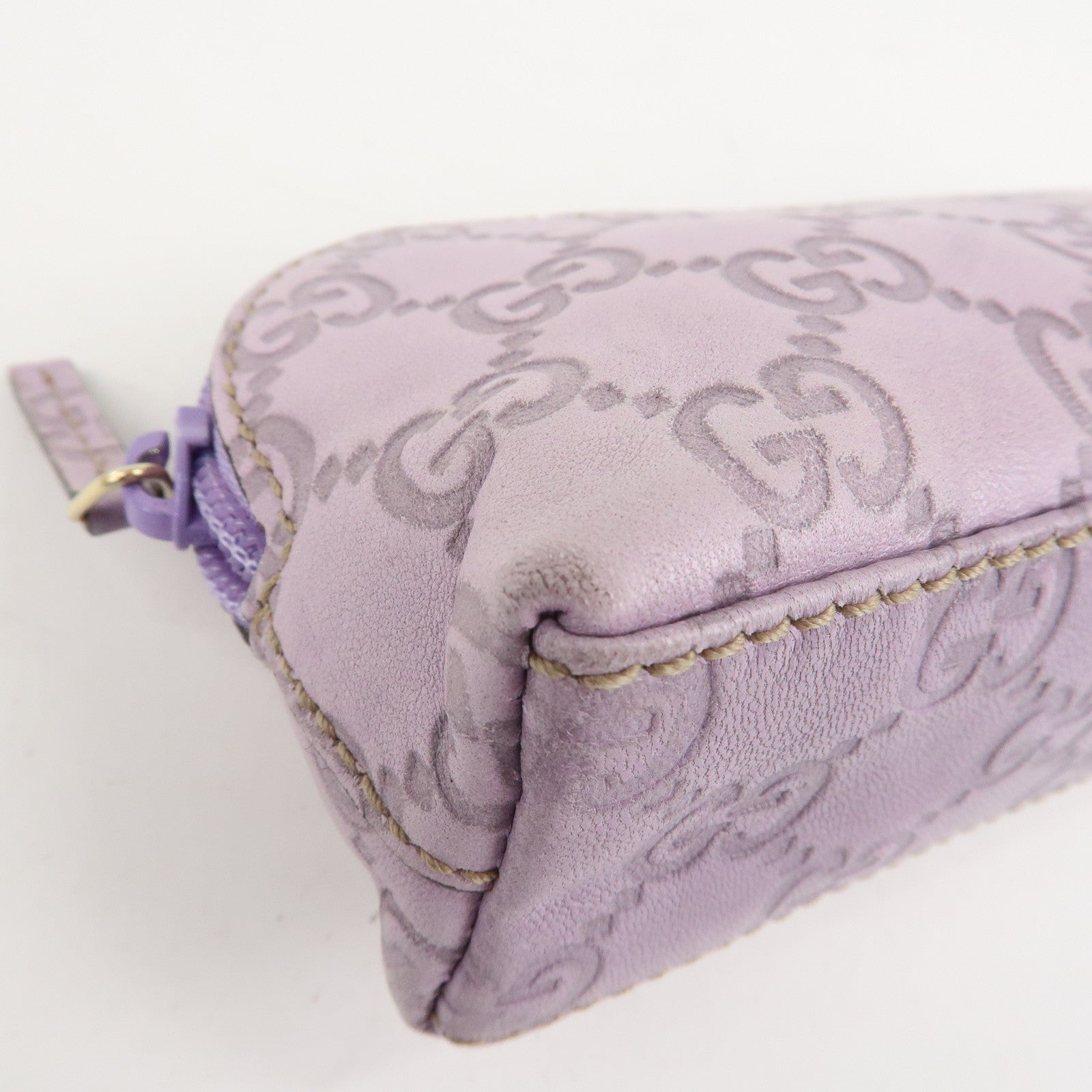 GUCCI Guccissima Leather Cosmetic Pouch Purple 272367 Used