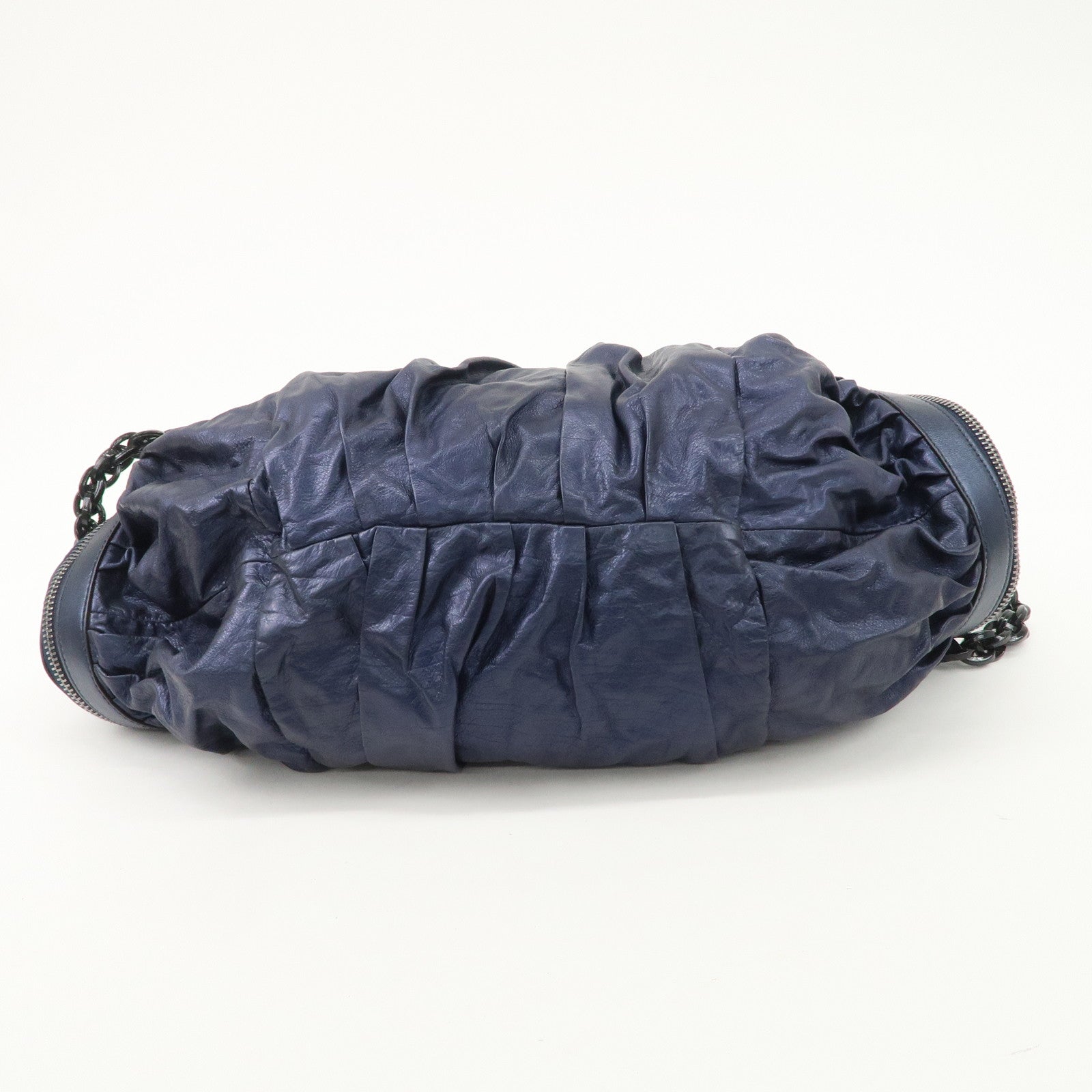 GUCCI Galaxy Leather 2 Way Chain Boston Bag Metallic Blue 228838 Used