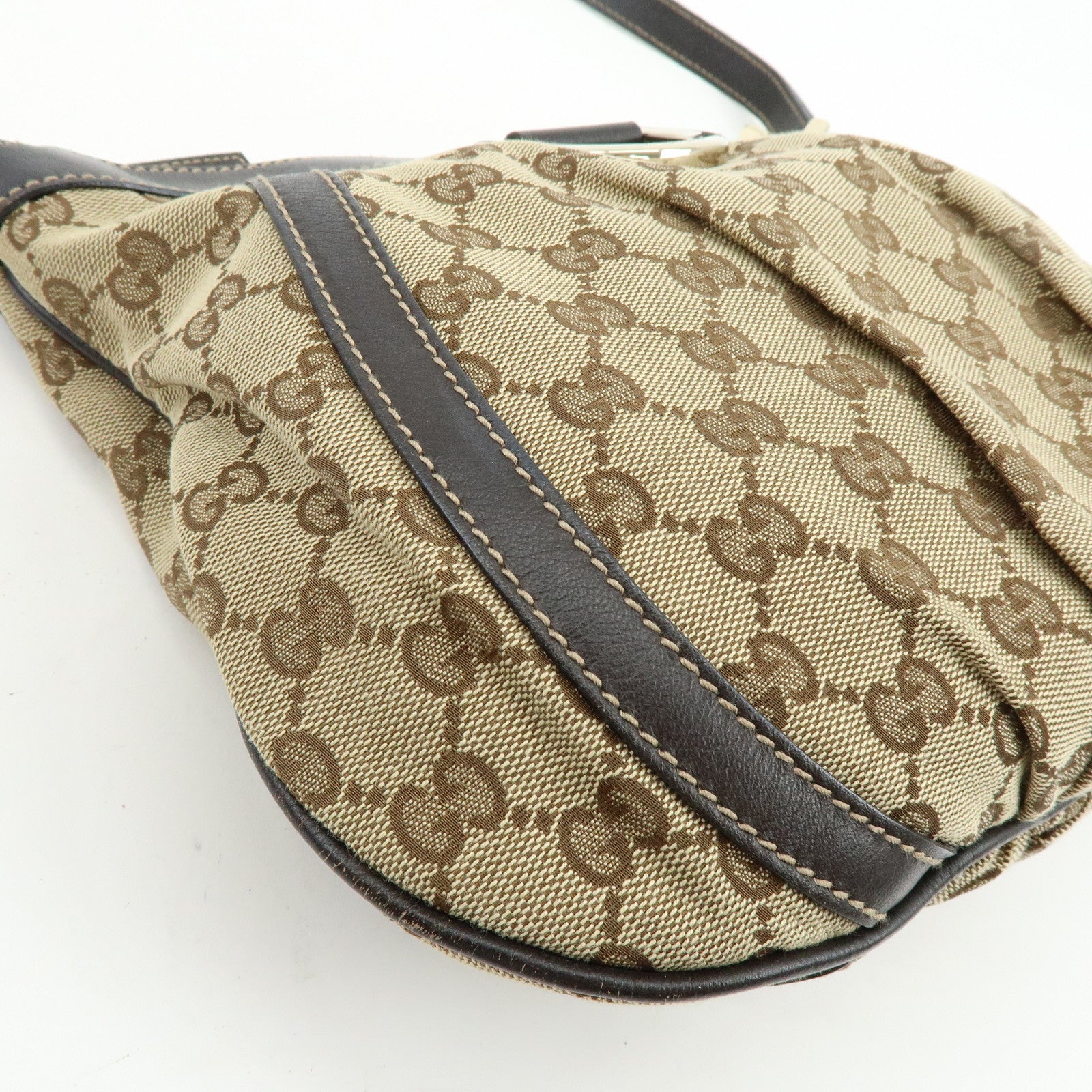 GUCCI Abbey GG Canvas Leather Shoulder Crossbody Bag Brown 203257