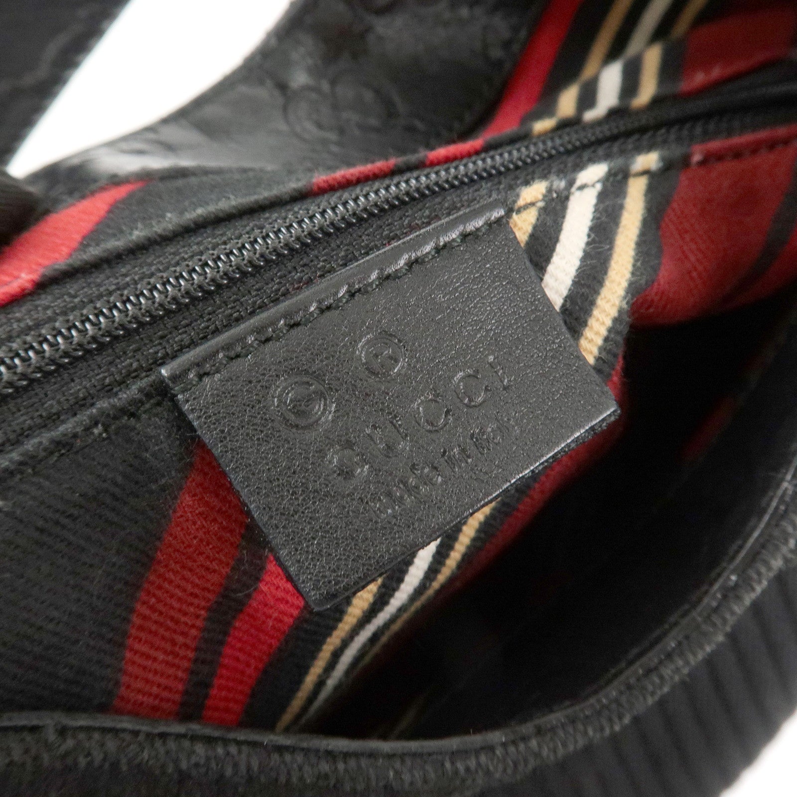 GUCCI Guccissima Leather Canvas Shoulder Bag Hand Bag Black 257265 Used