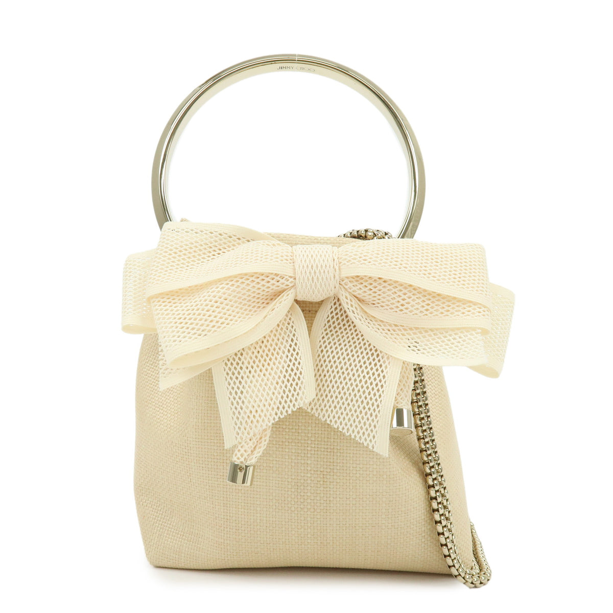 JIMMY CHOO Bon Bon Raffia 2Way Bag Chain Shoulder Bag Natural
