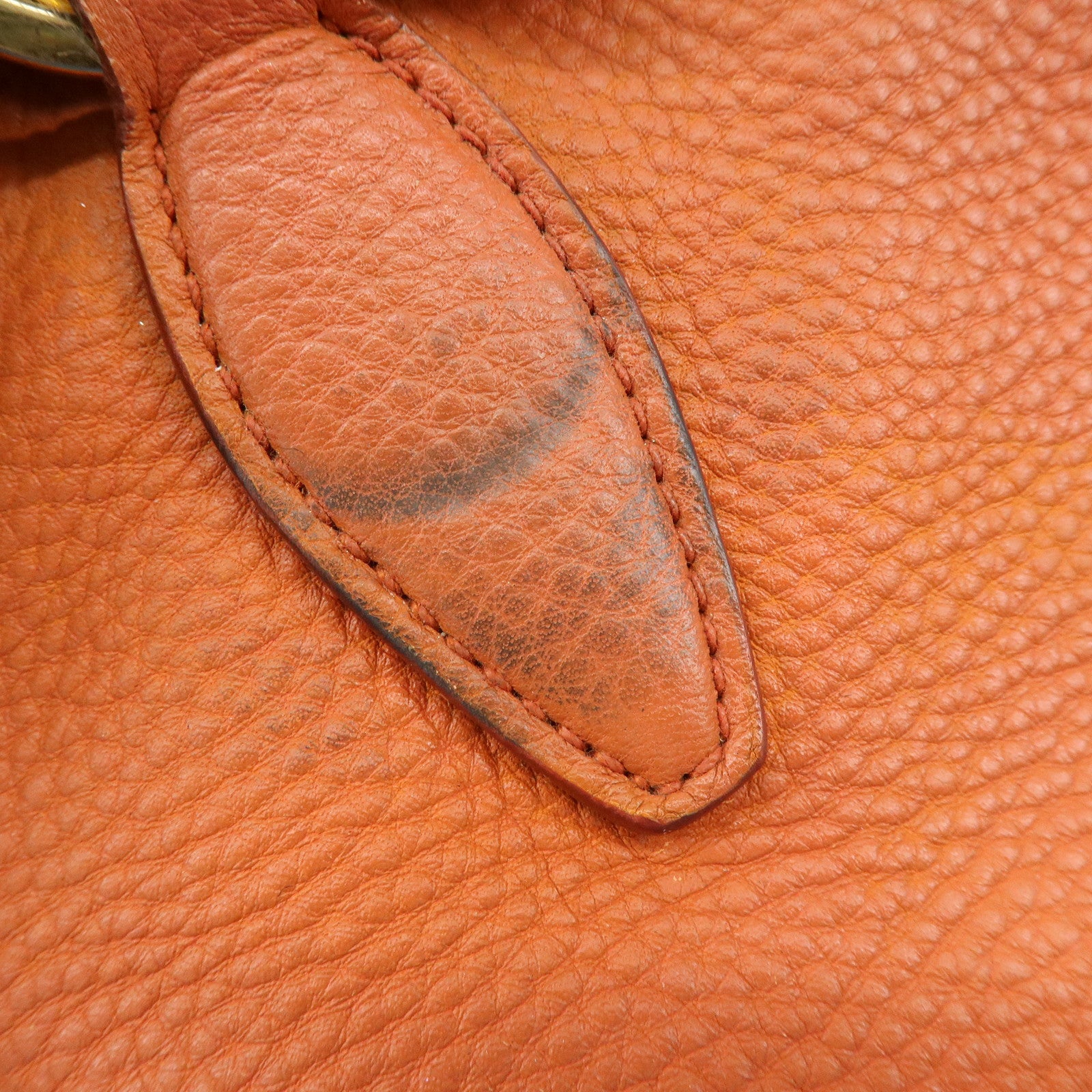 MIU MIU Logo Leather Hand Bag Tote Bag Orange