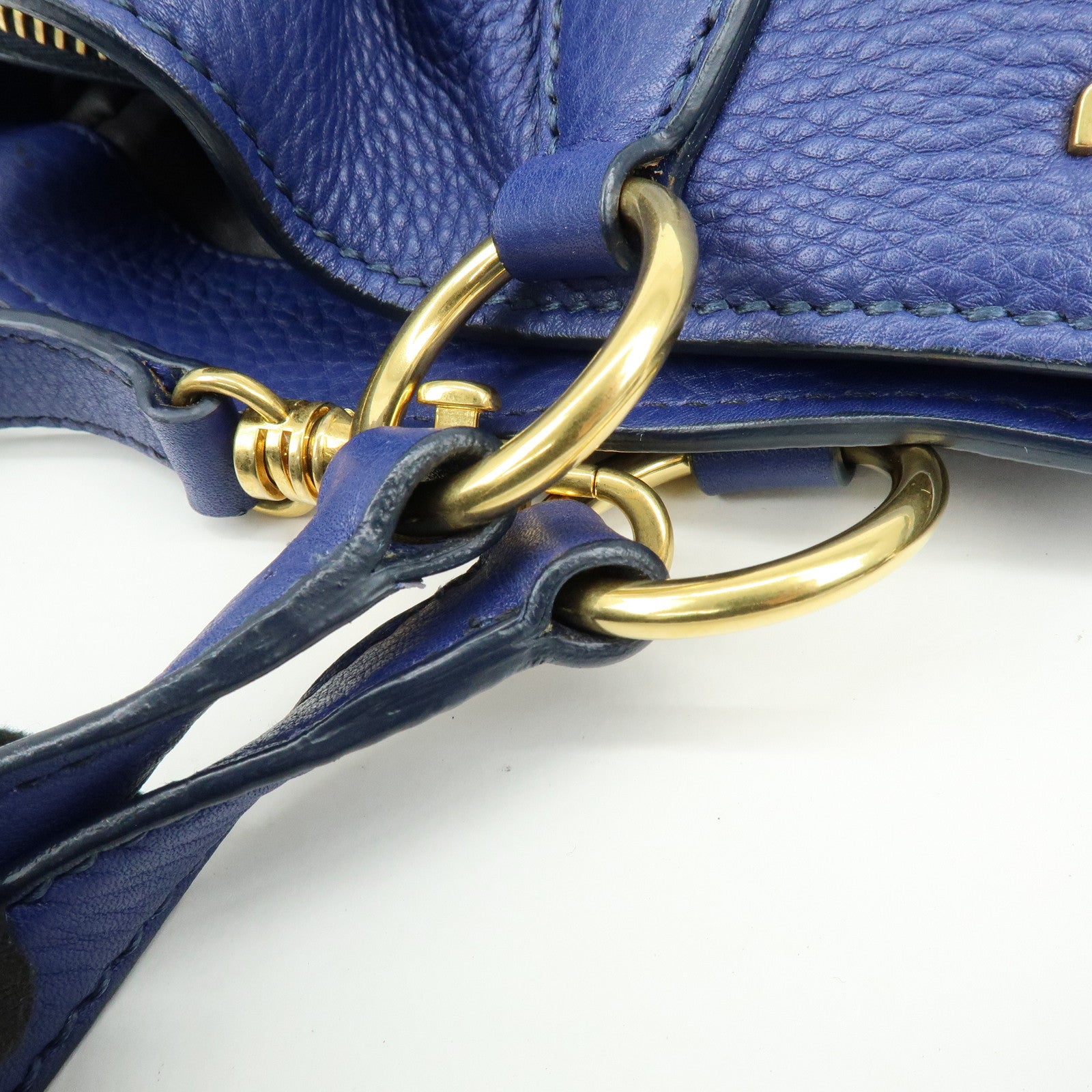 MIU MIU Leather 2Way Bag Hand Bag Shoulder Bag Blue