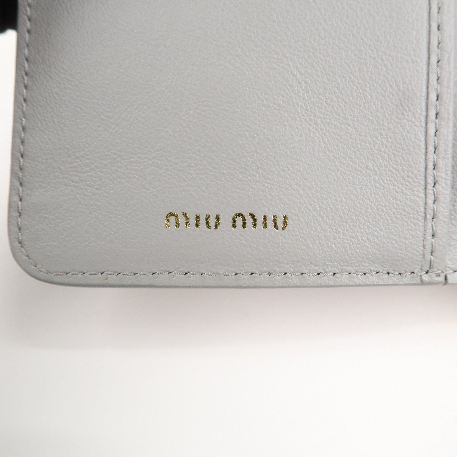 MIU MIU Leather Heart BI-fold Wallet Pink Gray Gold Hardware 5ML014 Used