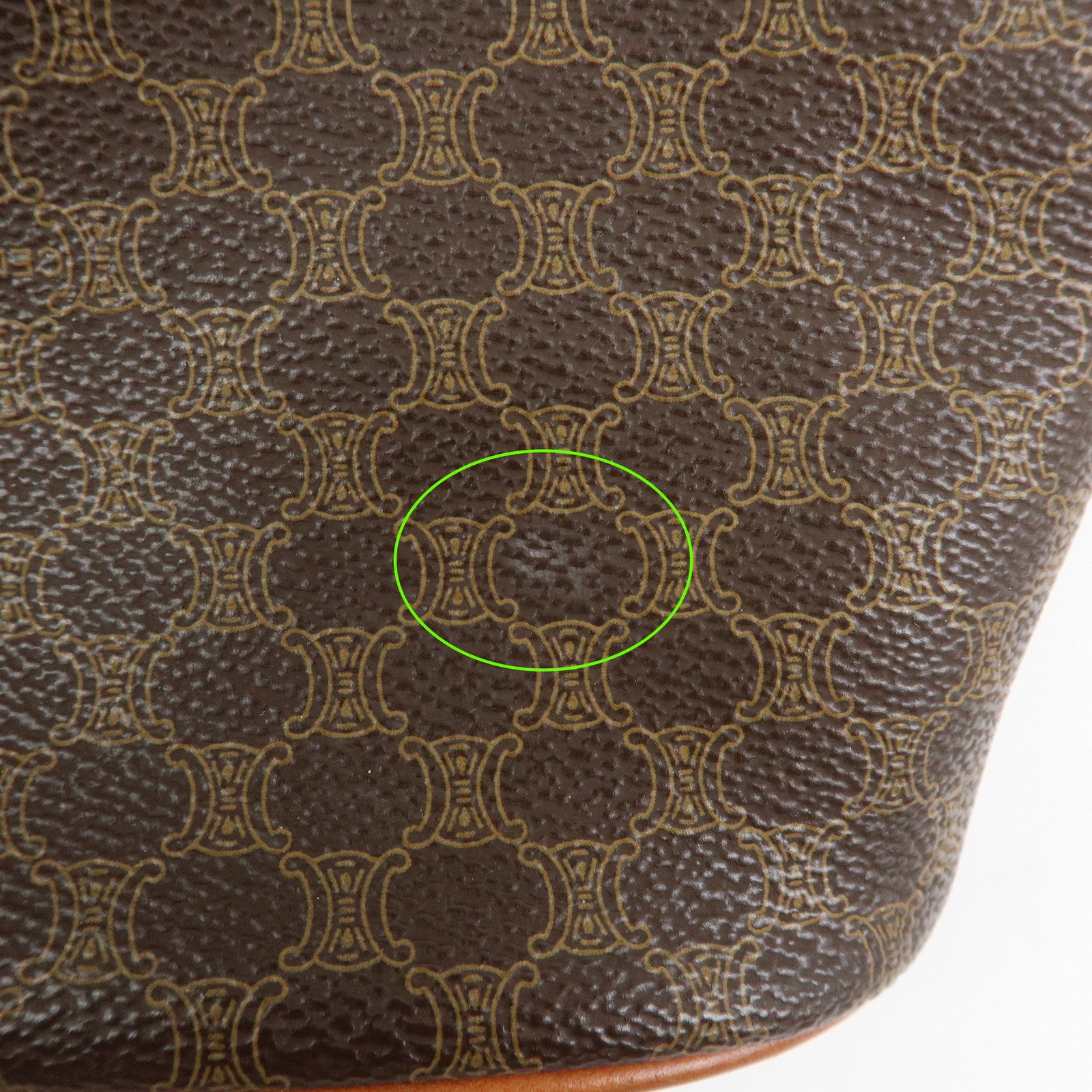 CELINE Macadam PVC Leather Tote Bag Hand Bag Shoulder Bag Brown